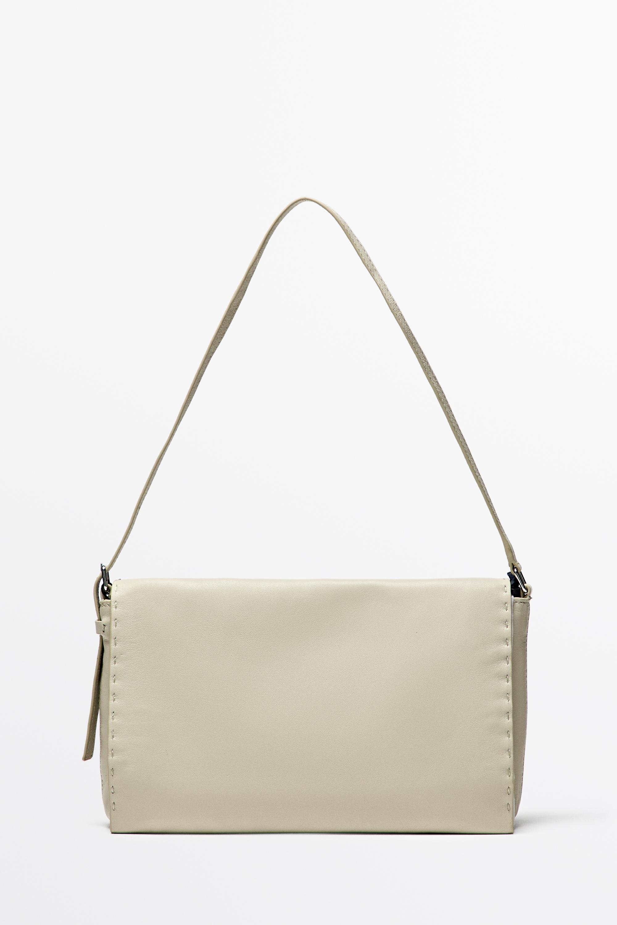 Nappa leather crossbody bag with topstitching — Gold