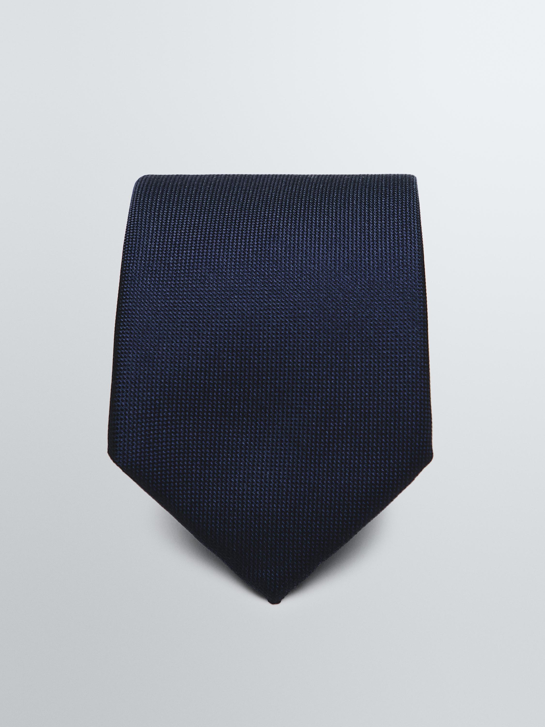 100% silk textured tie — NAVY BLUE