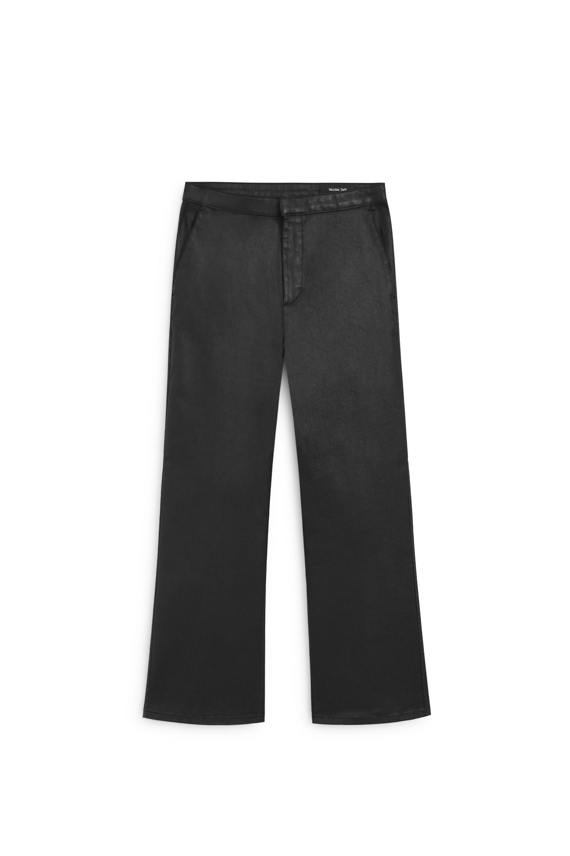 Rubberised cropped flare pants — BLACK