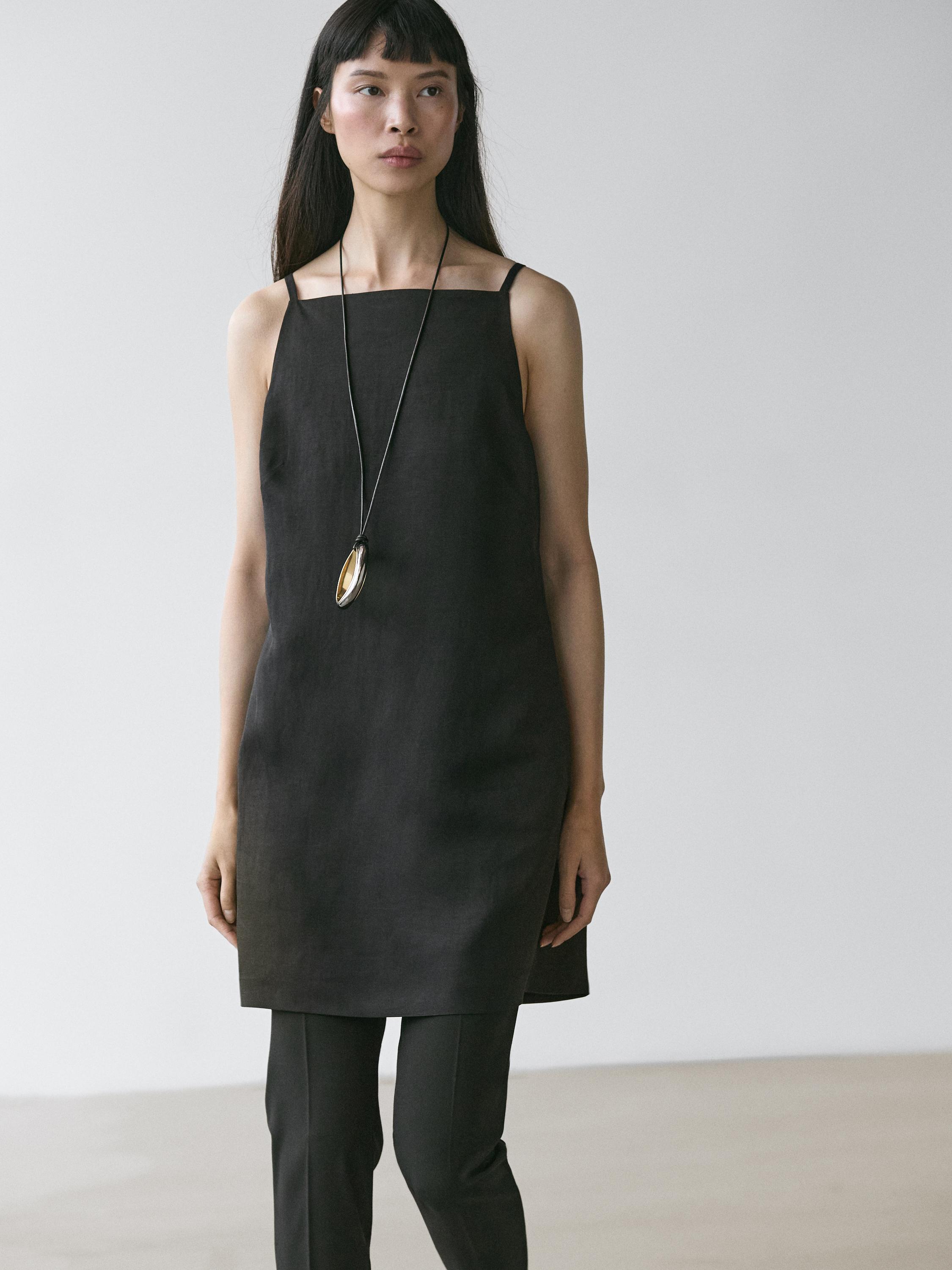 Thin strap mini dress — BLACK