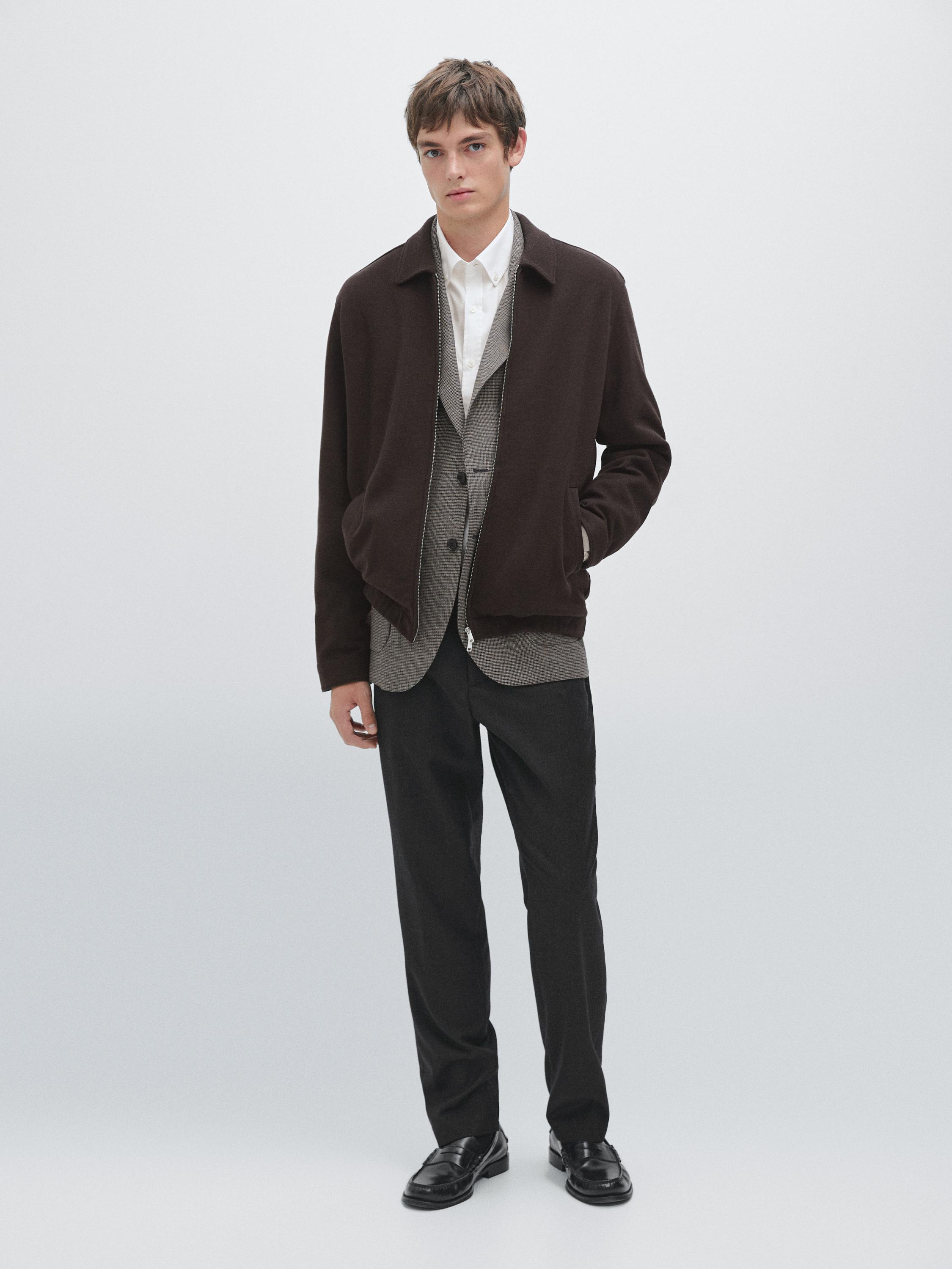 Штани з вовняної фланелі з резинкою по боках