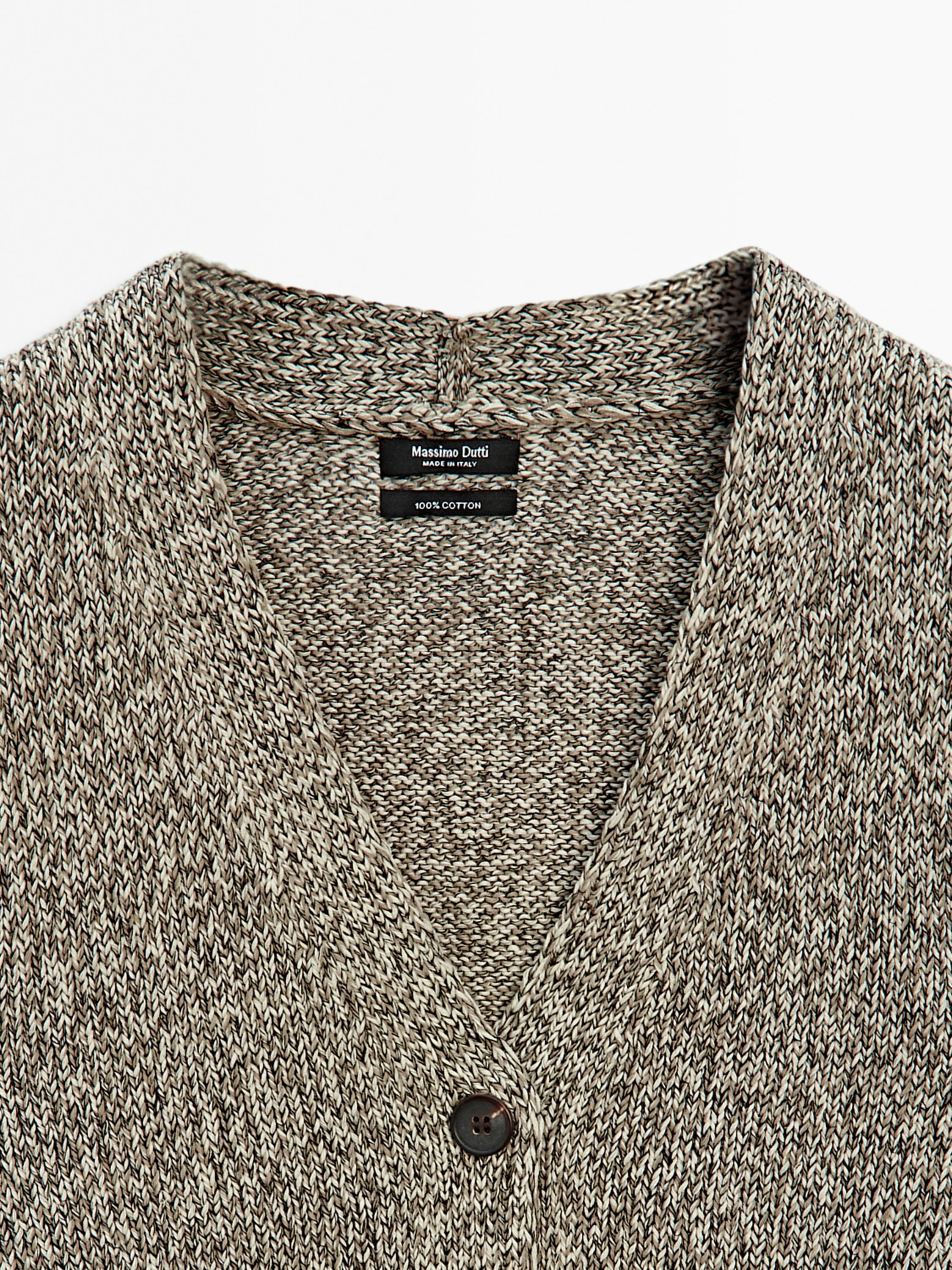 Mouliné knit V-neck vest