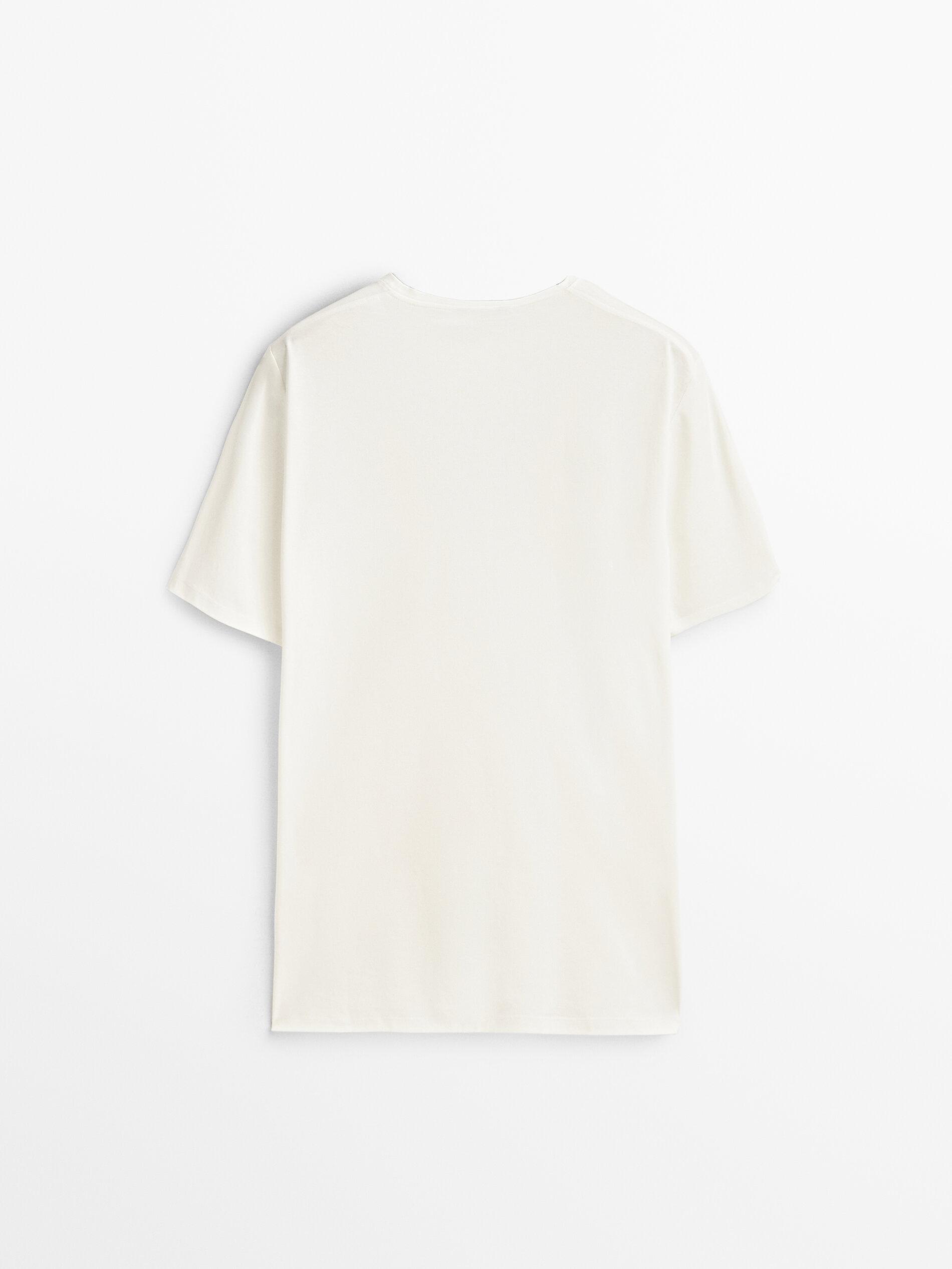 100% mercerised cotton T-shirt — CREAM