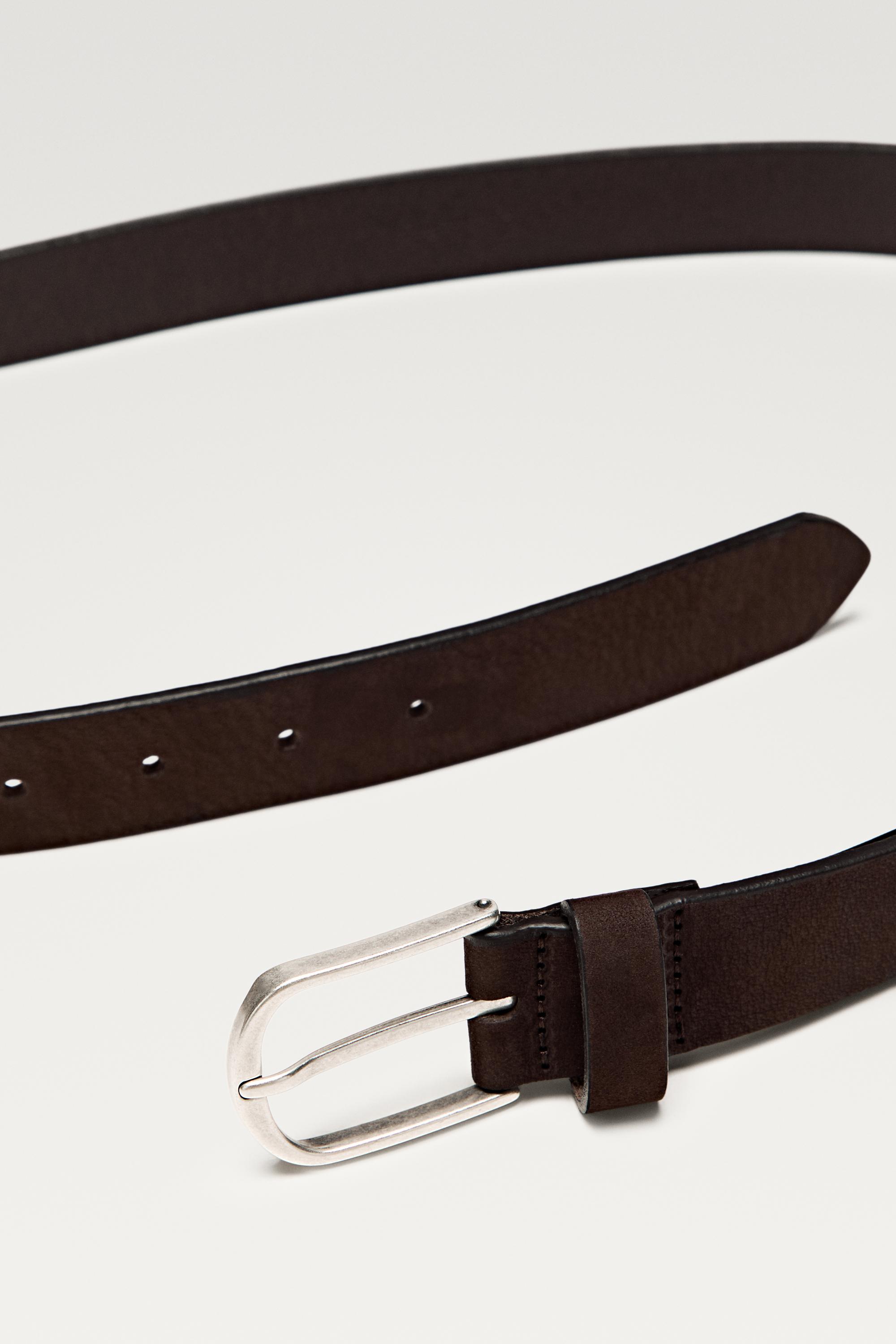Nubuck leather belt — BROWN