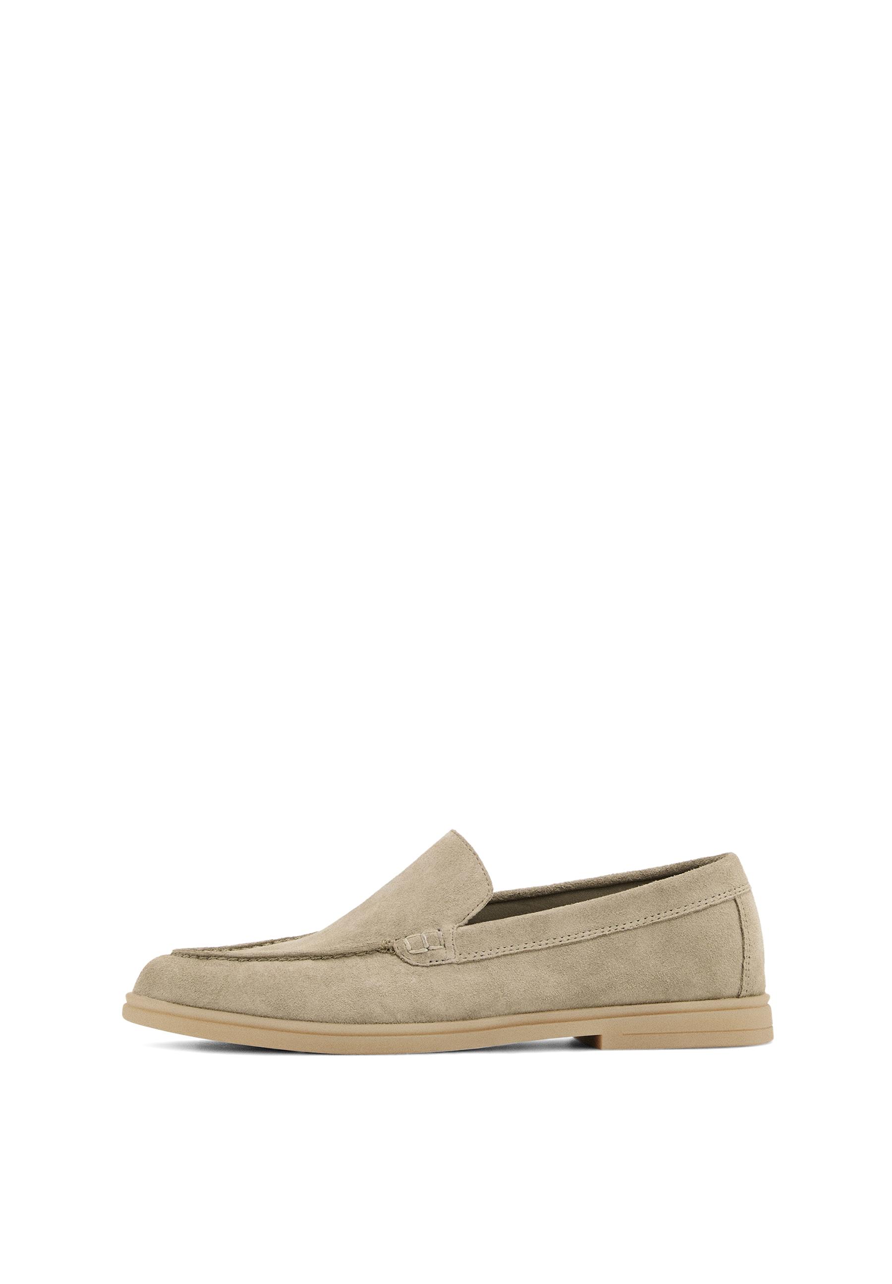 Split leather loafers — BEIGE