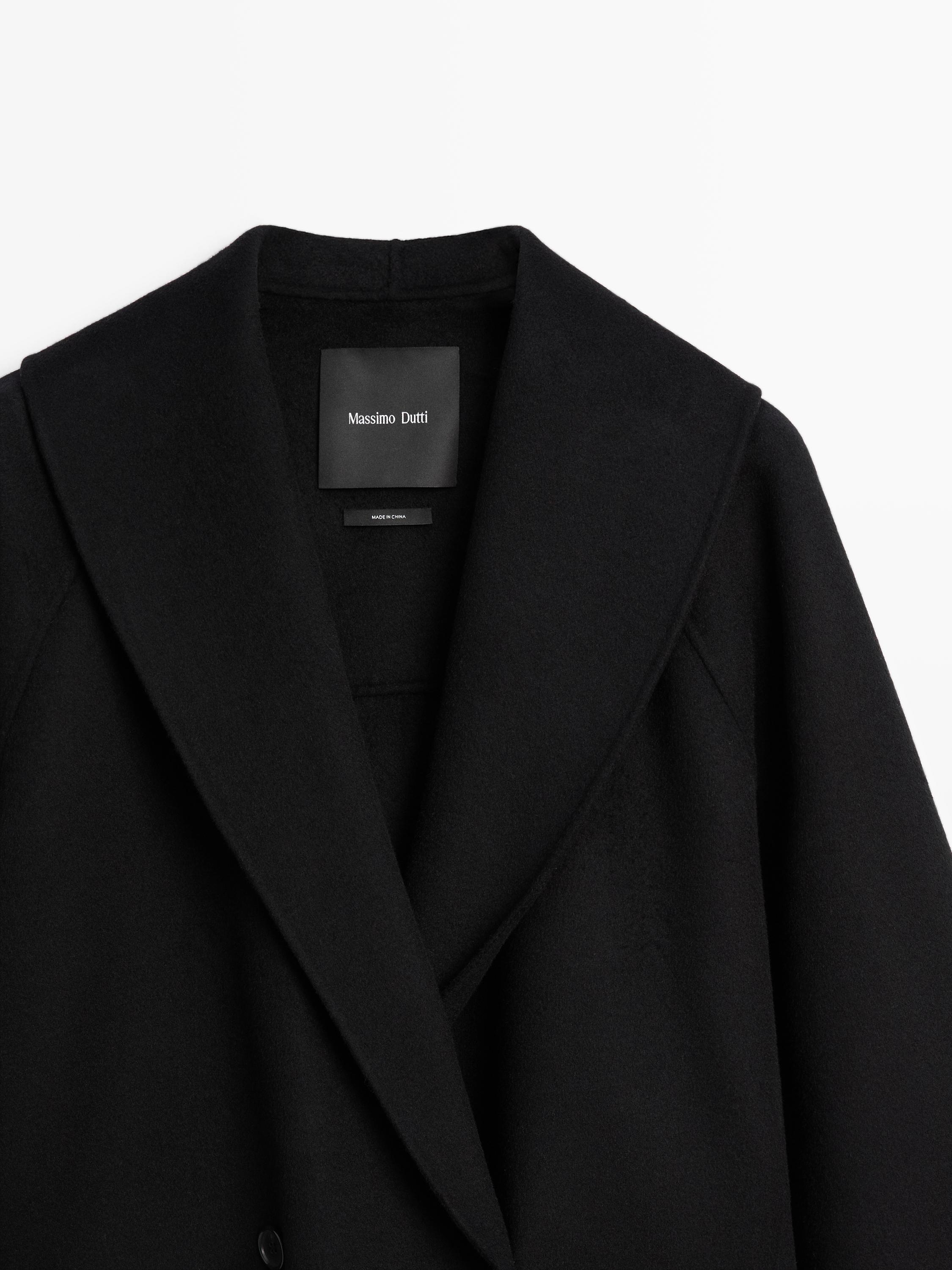 Cappotto medio con revers in misto lana