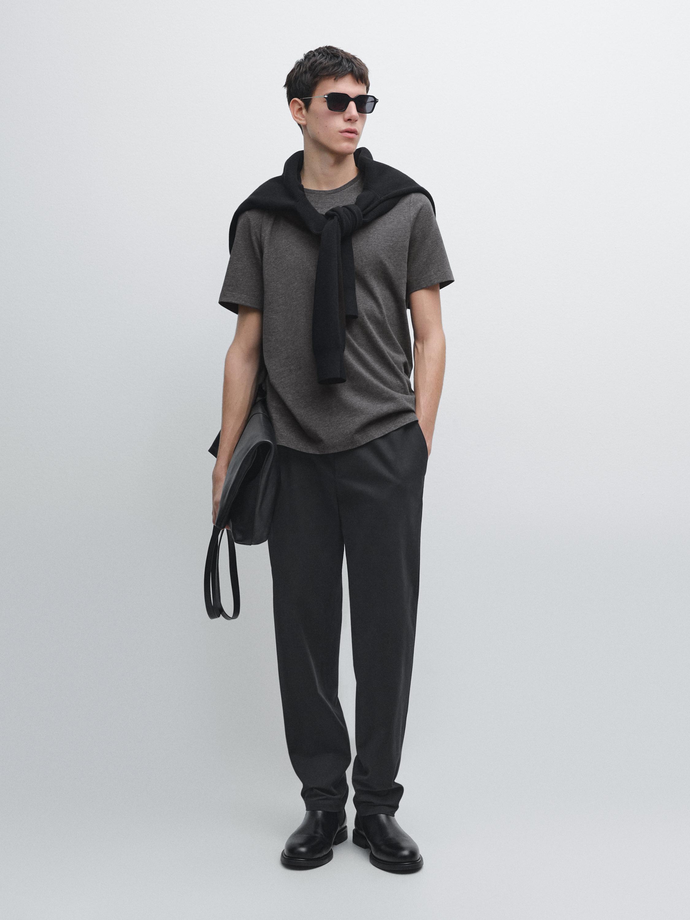 Cotton blend jogger fit trousers