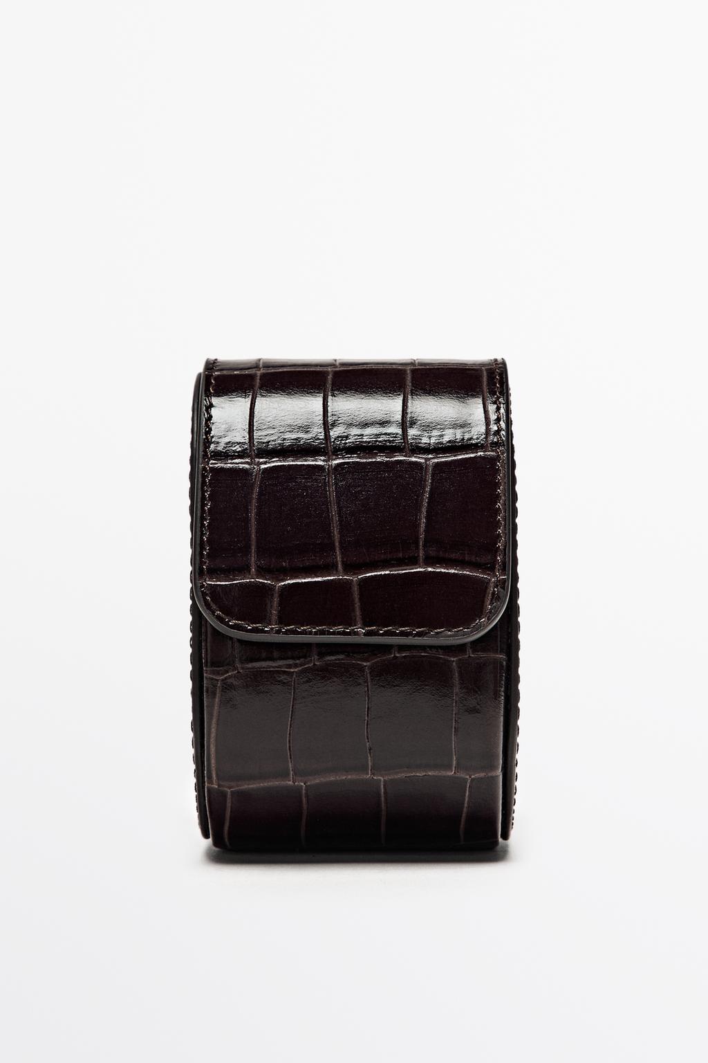 Croc-embossed nappa leather watch case