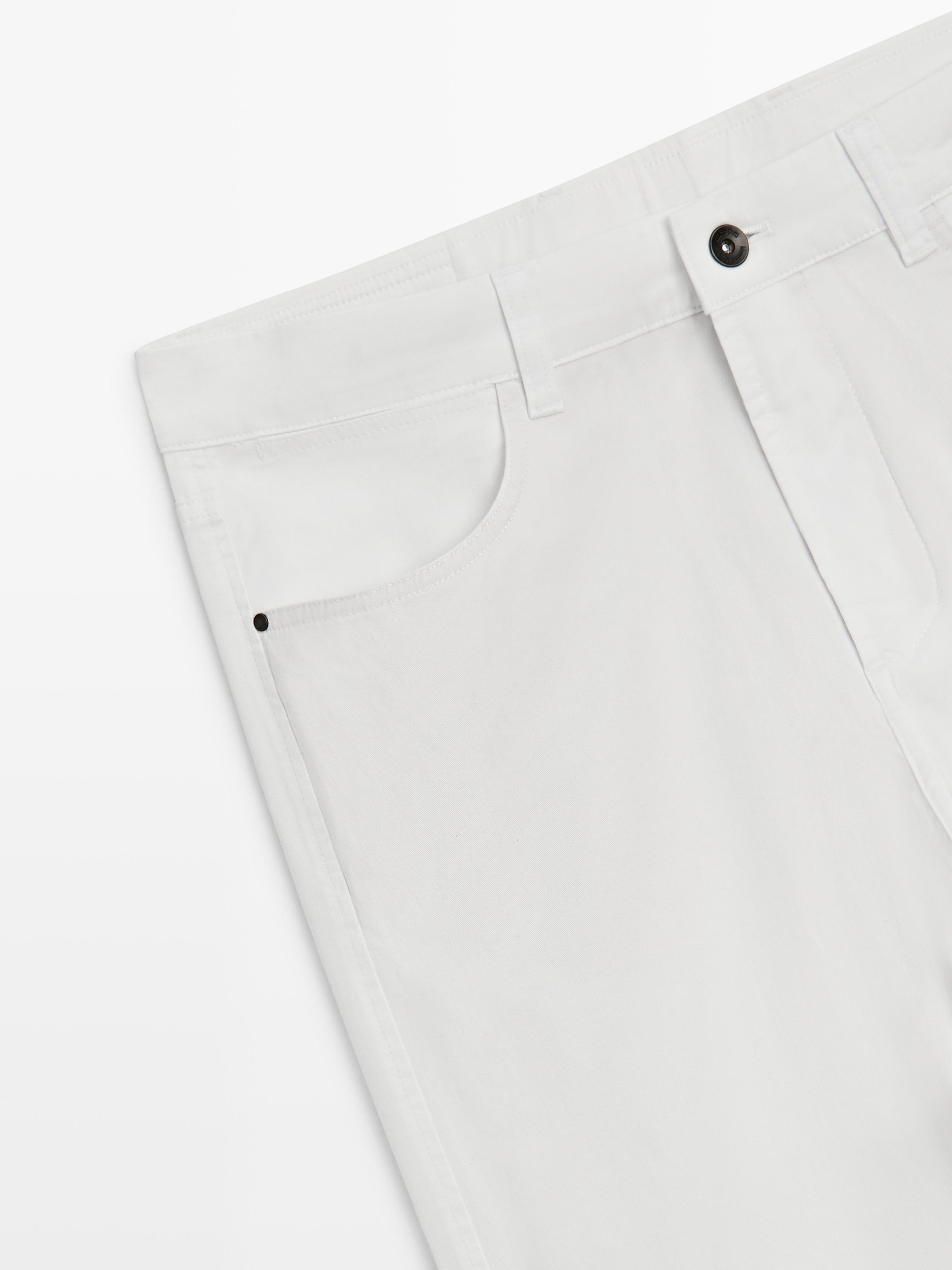 Slim fit denim-effect trousers — WHITE