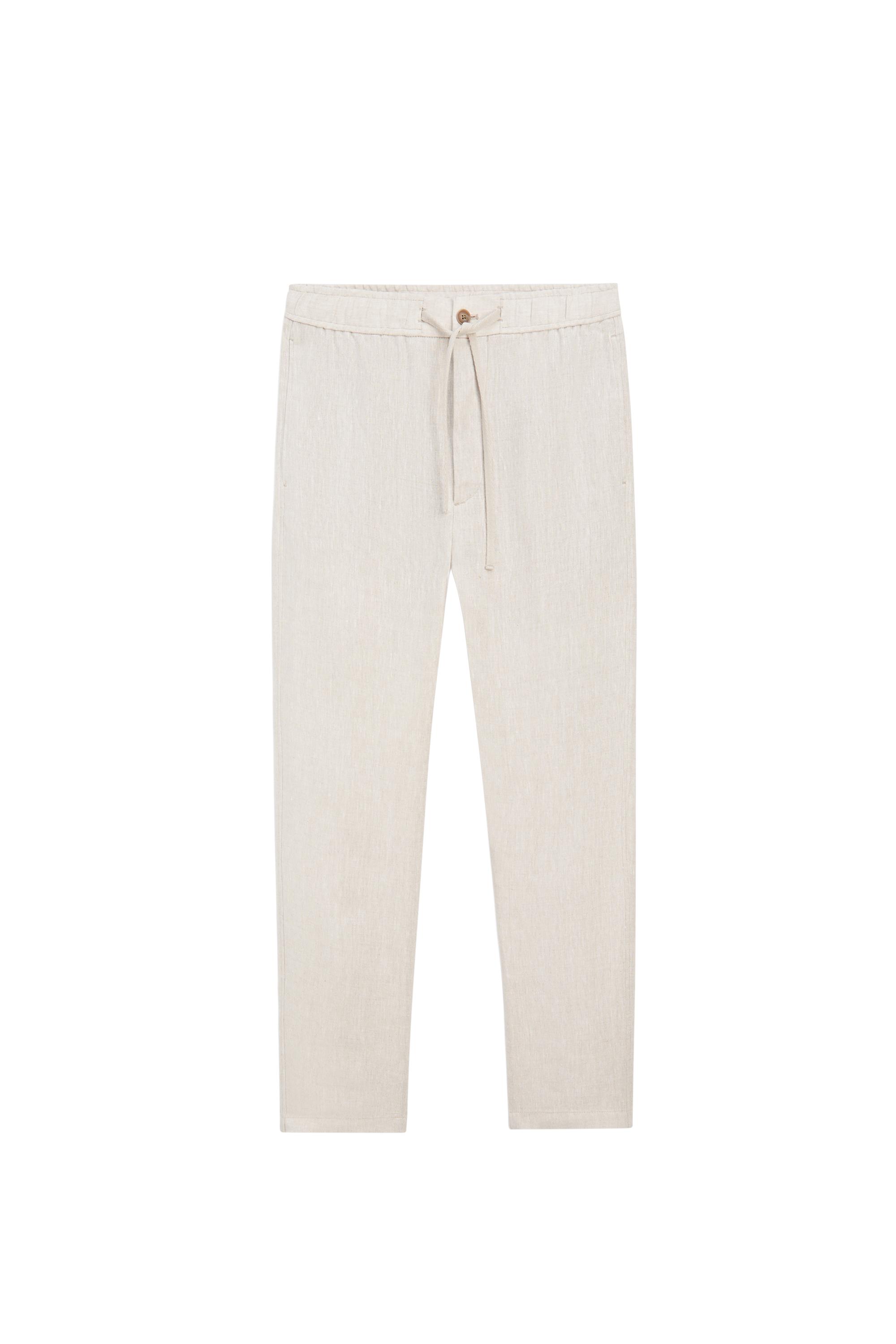 Linen jogger fit pants — BEIGE