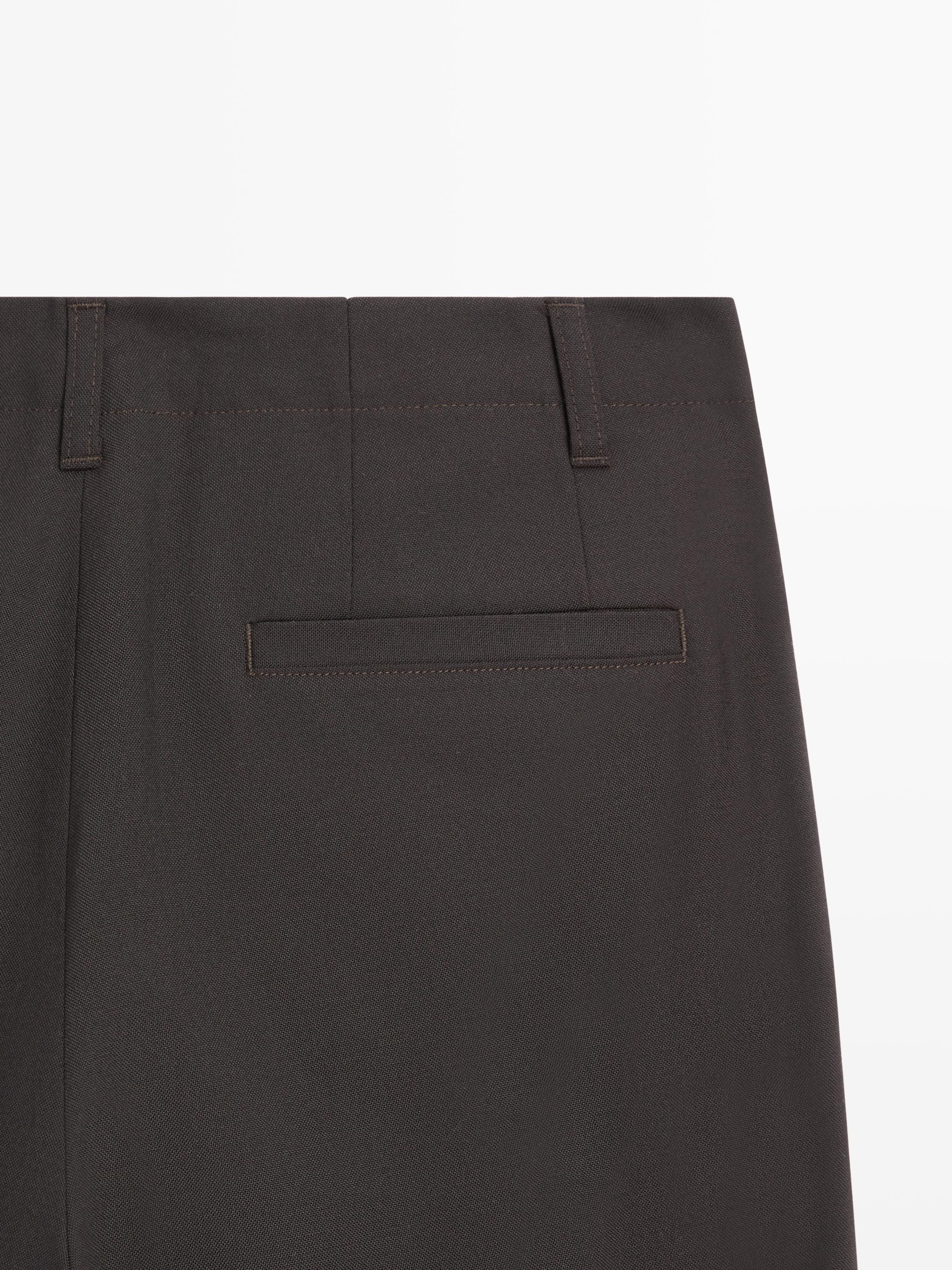 Cool wool textured trousers — BROWN