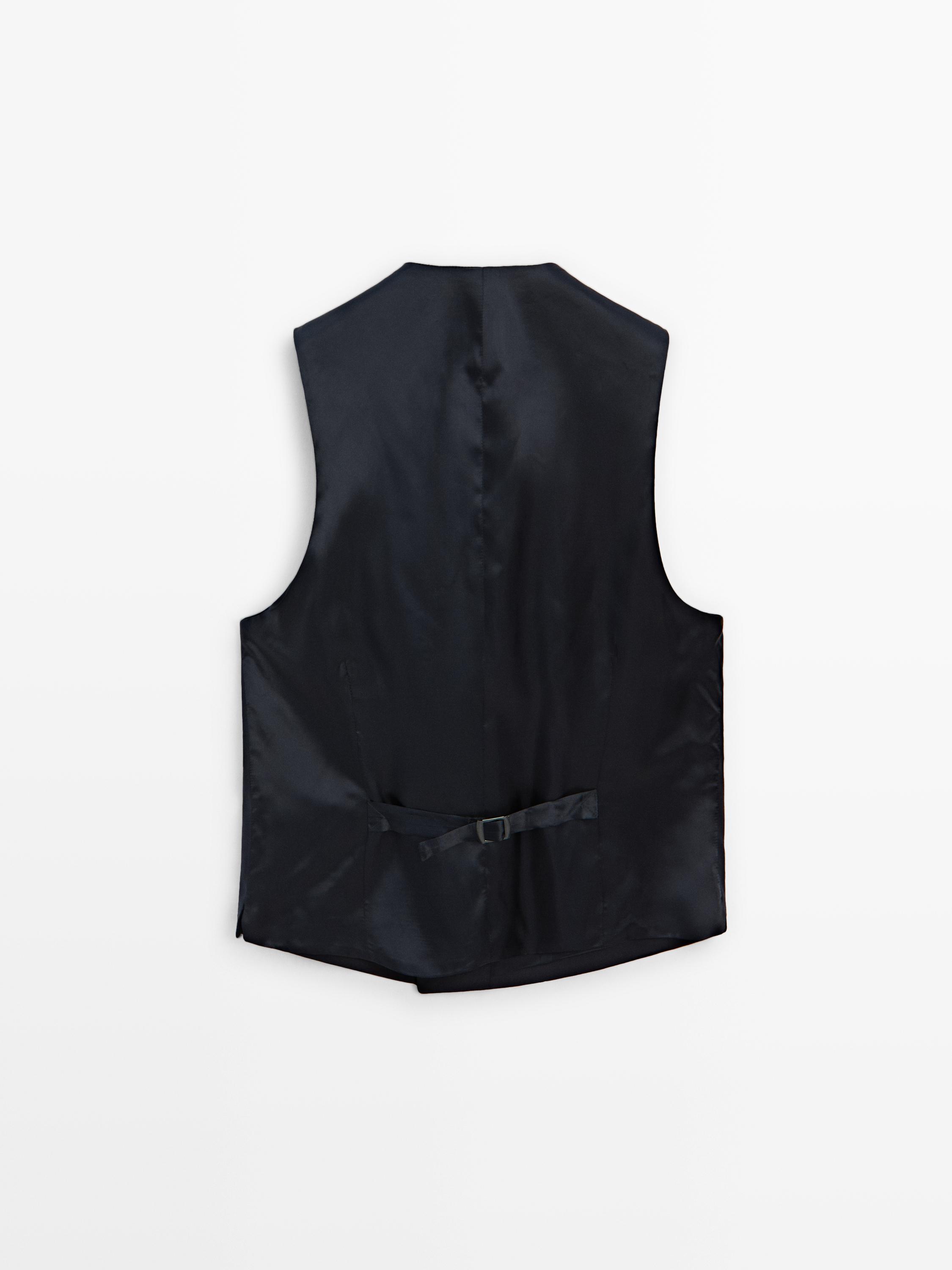 Cool wool blend suit waistcoat — NAVY BLUE