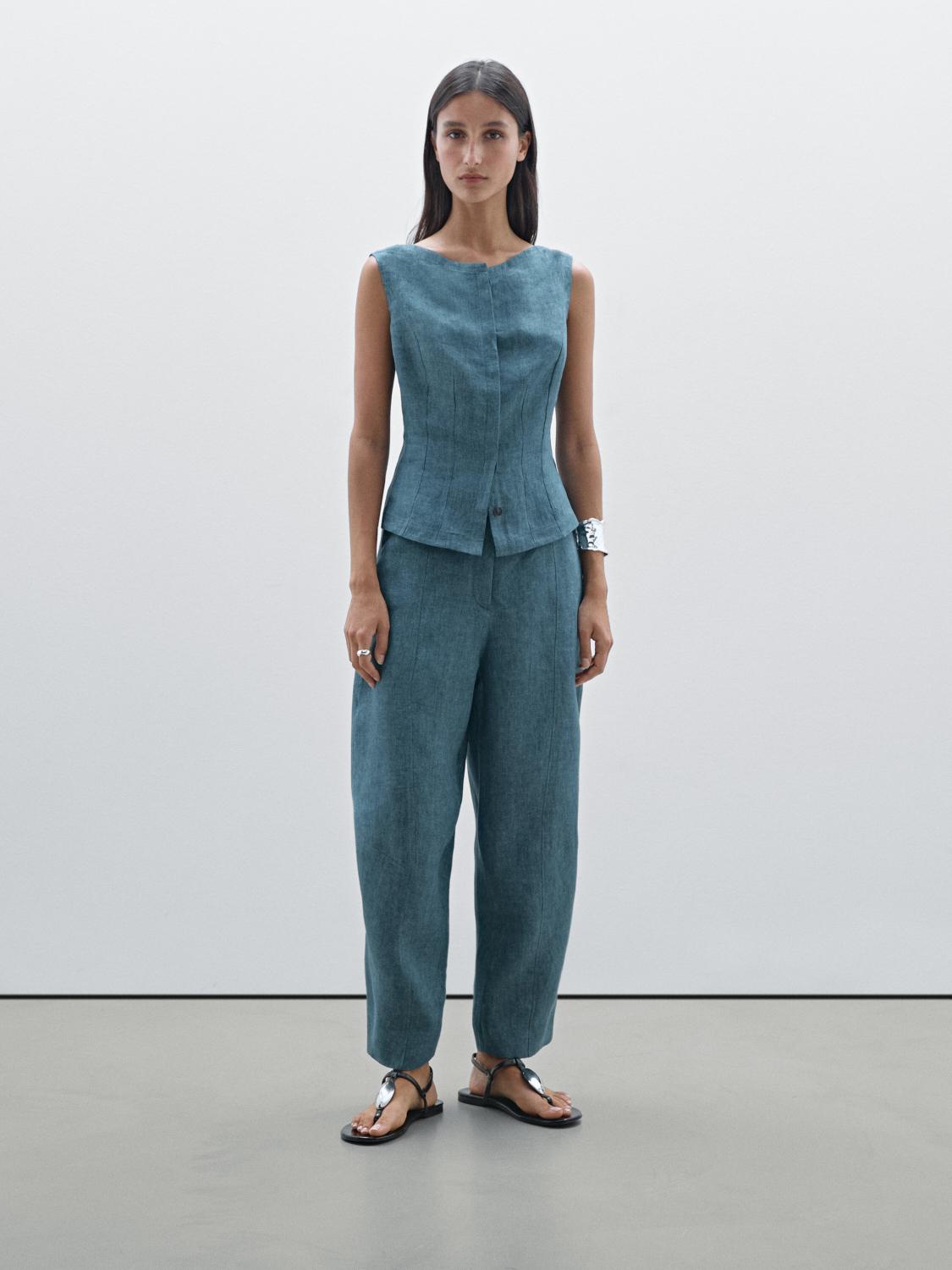 %100 keten balloon fit pantolon