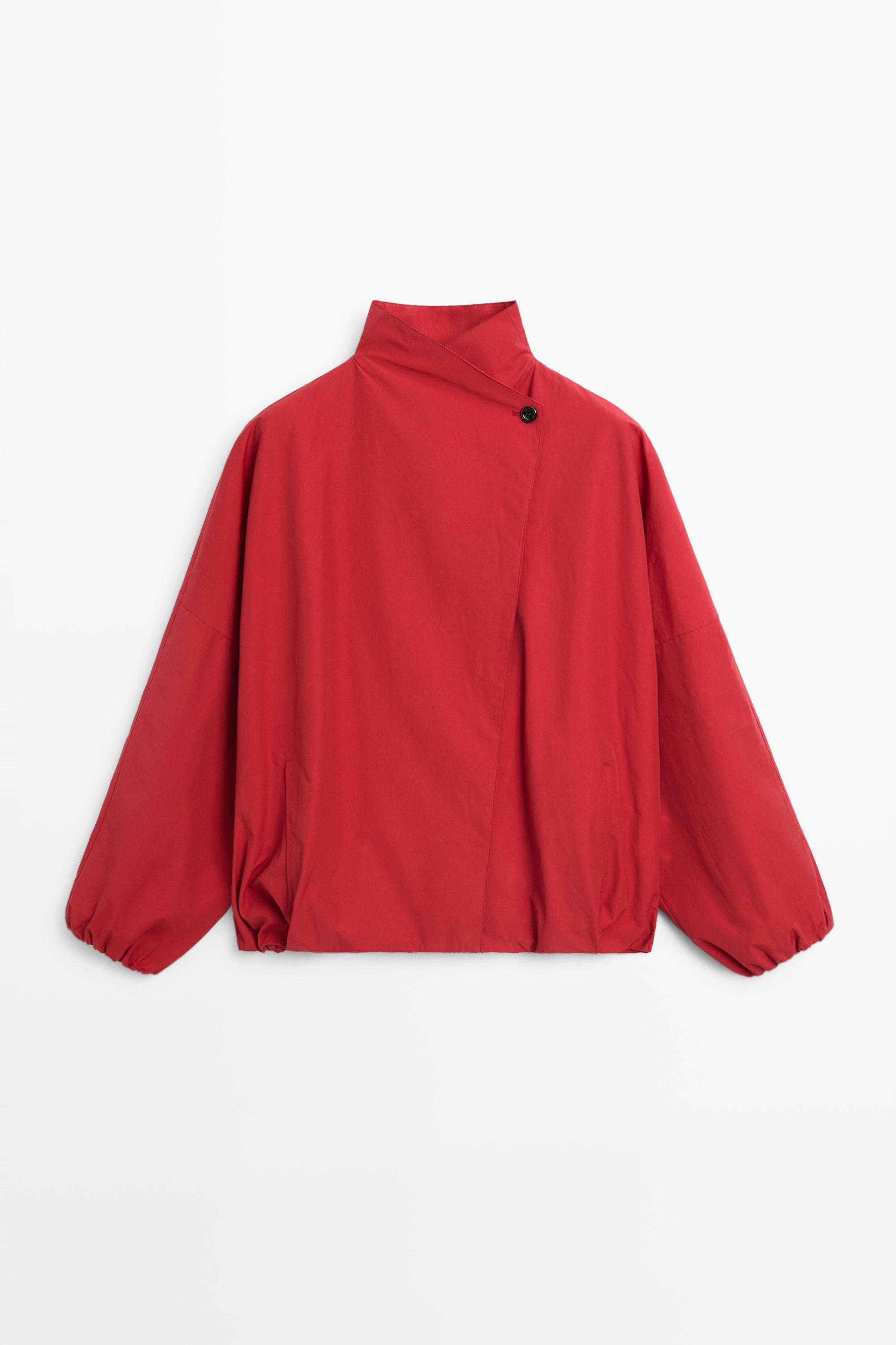 Technical bomber jacket with side button — BRIGHT RED