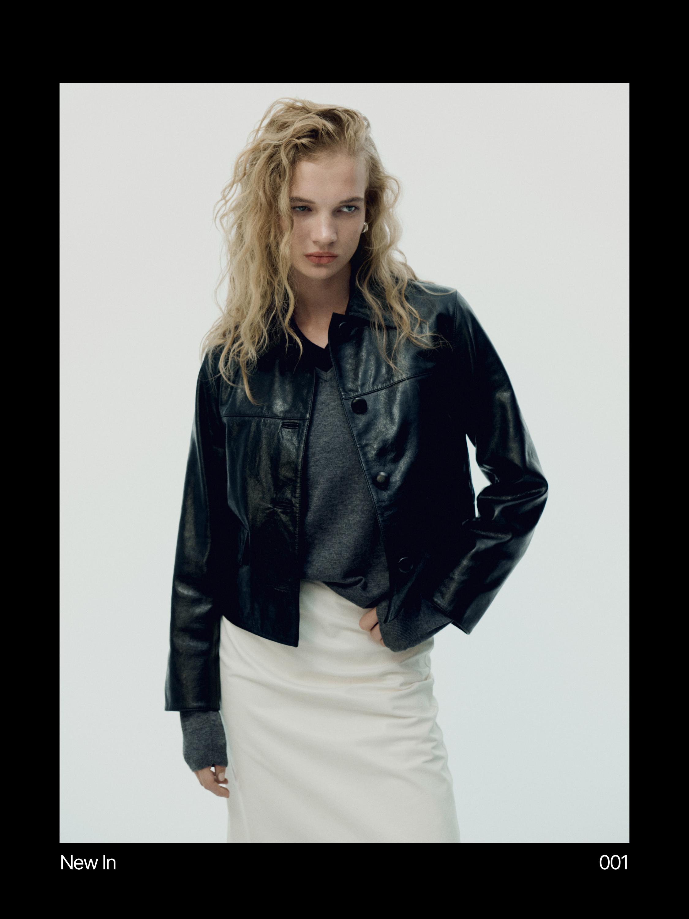 Cropped nappa leather jacket