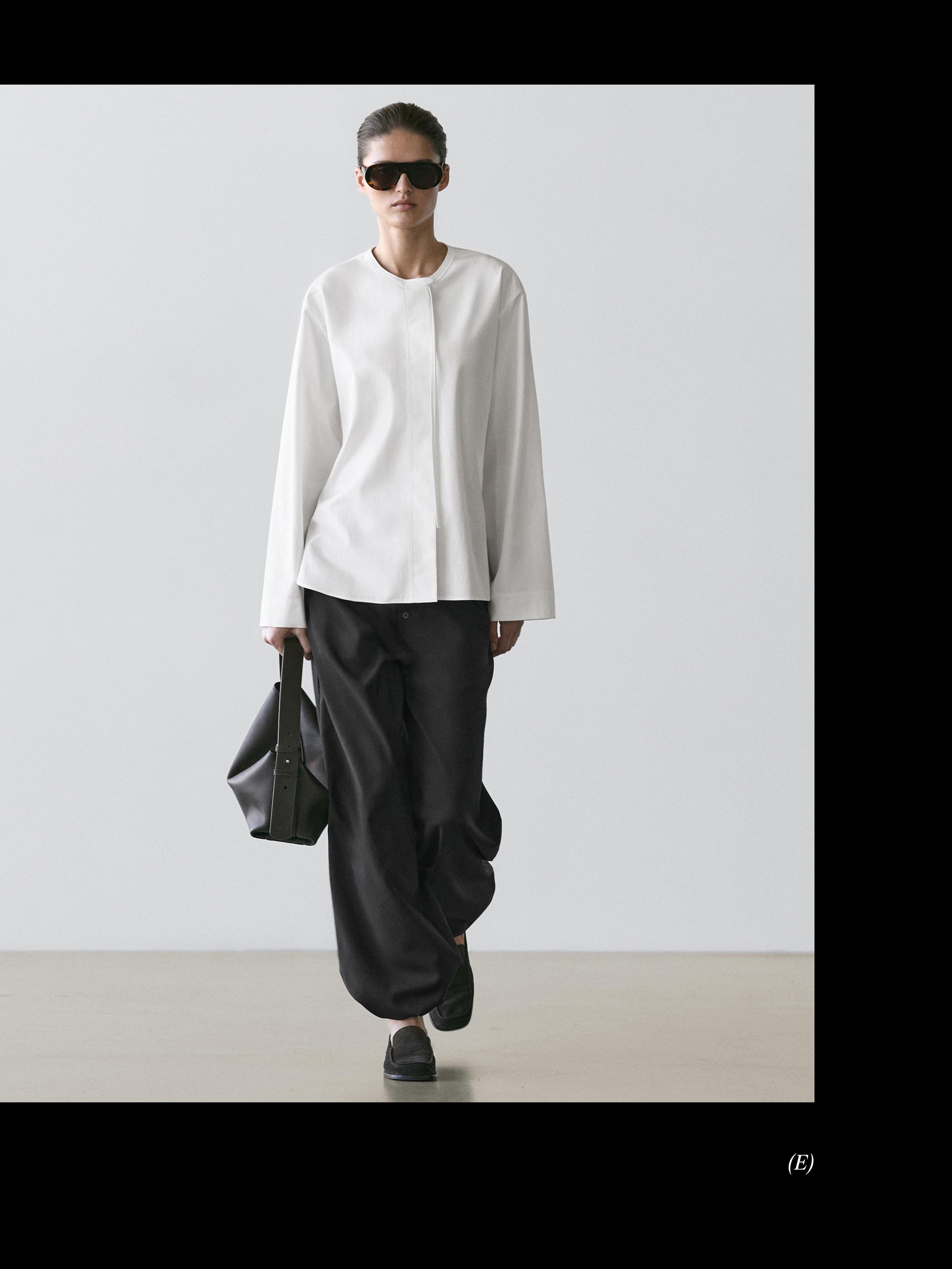 Wool sarouel trousers with tie detail — BLACK