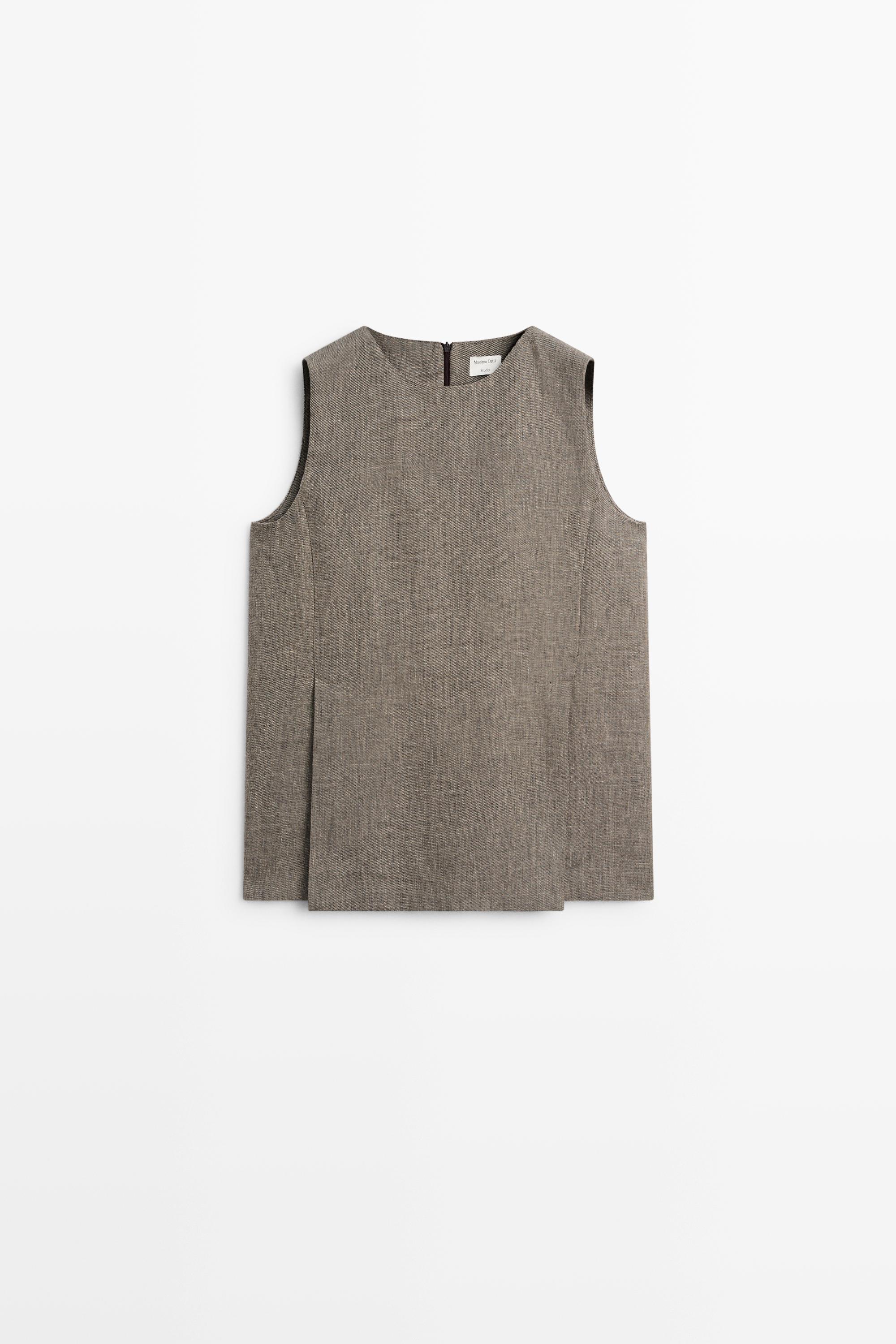 STUDIO textured top with cut-out details — GREENISH