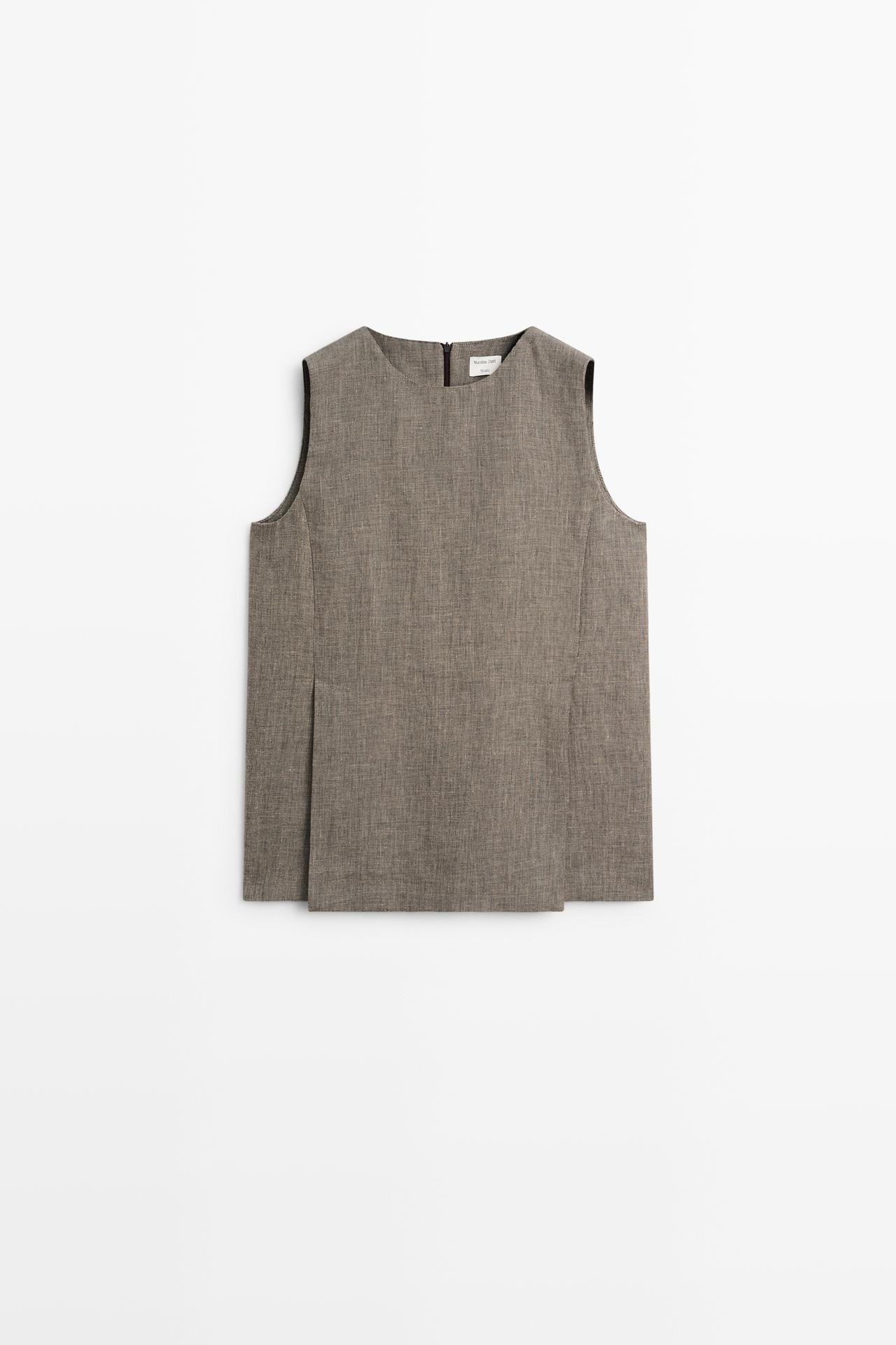 STUDIO textured top with cut-out details — GREENISH