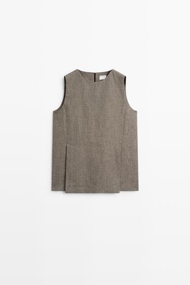 STUDIO textured top with cut-out details — GREENISH 2