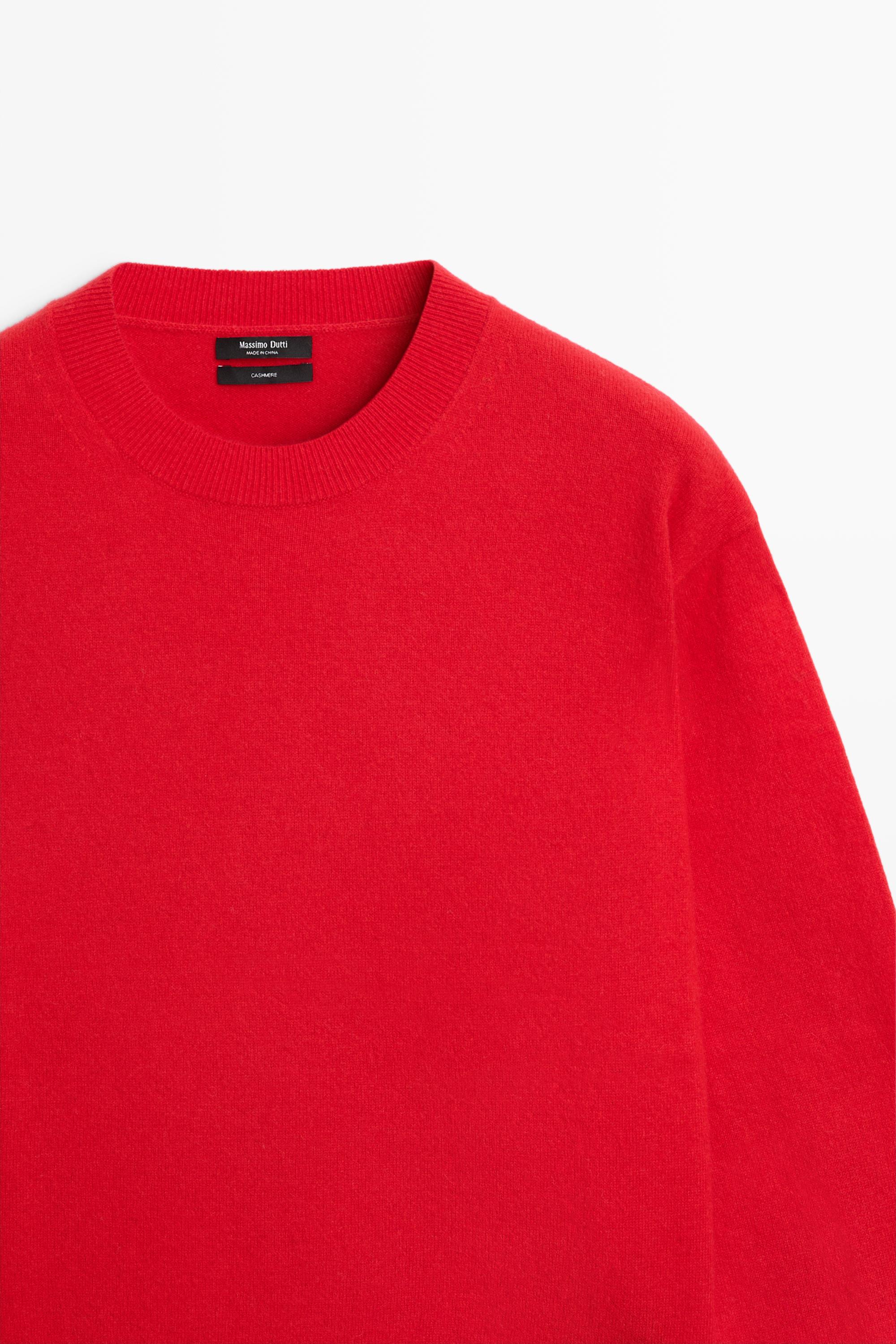 100% cashmere long sleeve sweater — RED