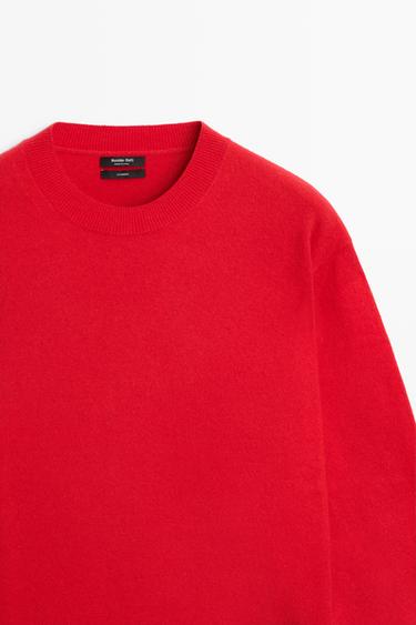 100% cashmere long sleeve sweater — RED 9