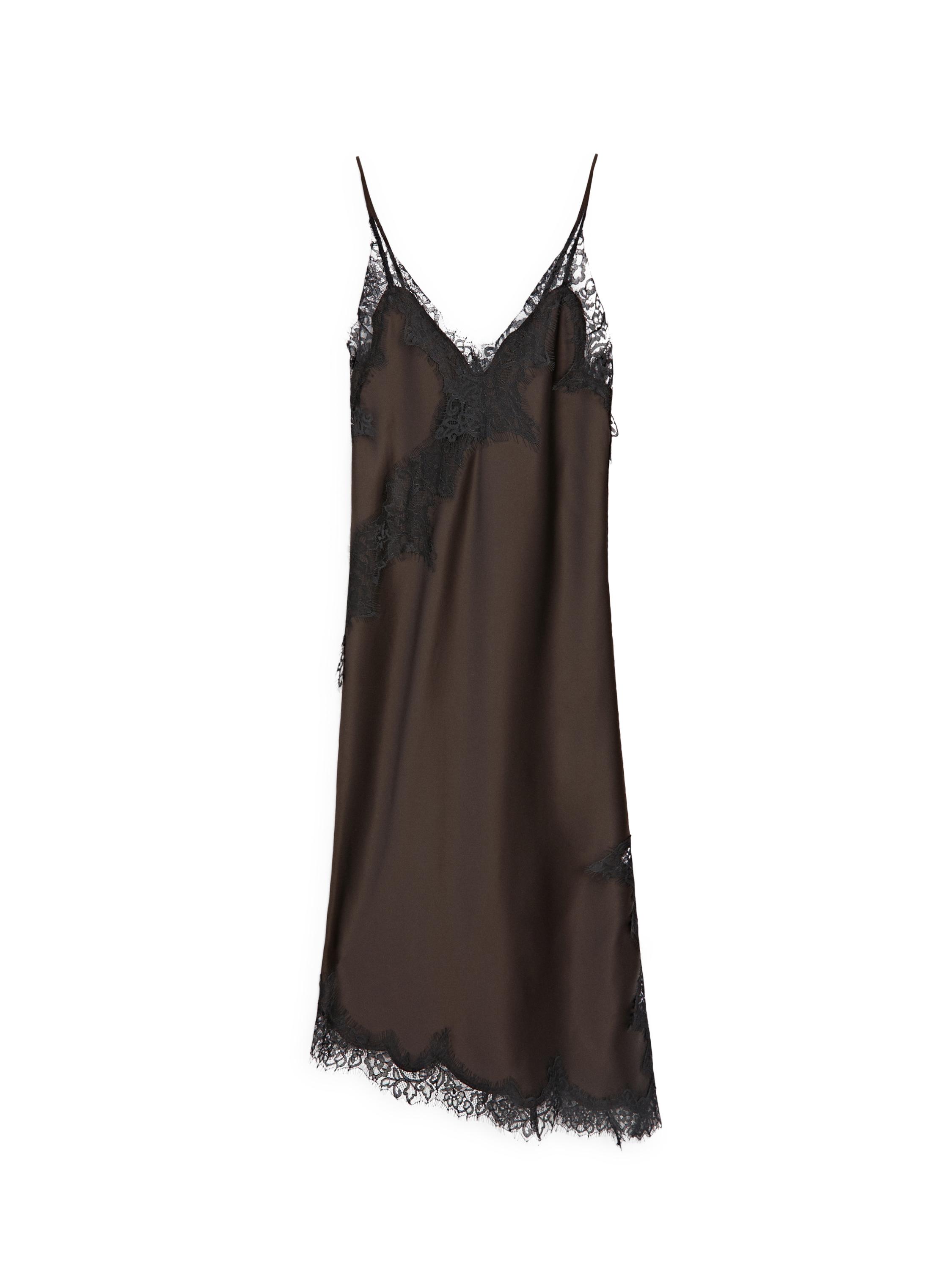 Camisole dress with lace detail — Chocolate