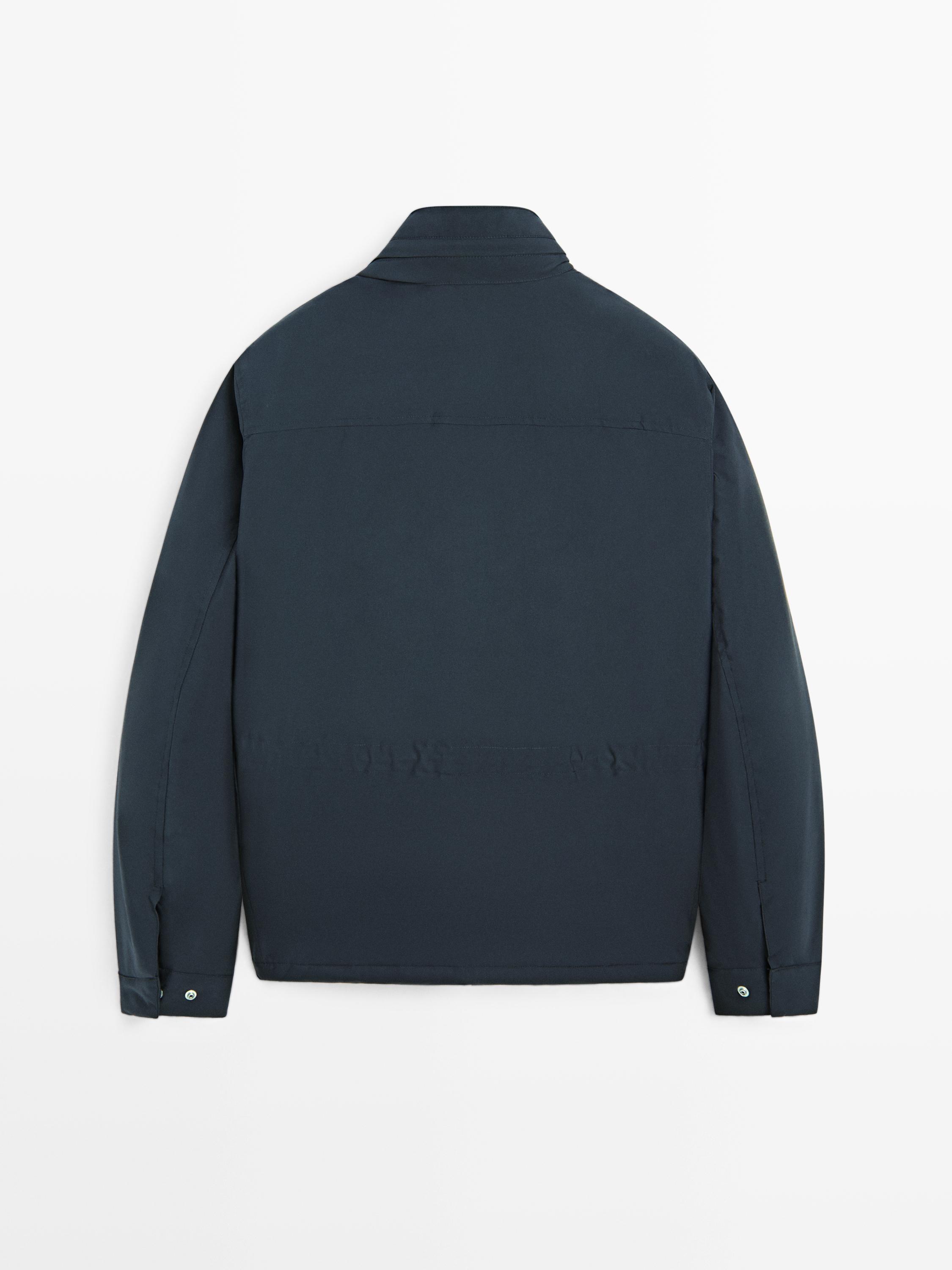 Water-repellent puffer jacket with pockets — NAVY BLUE