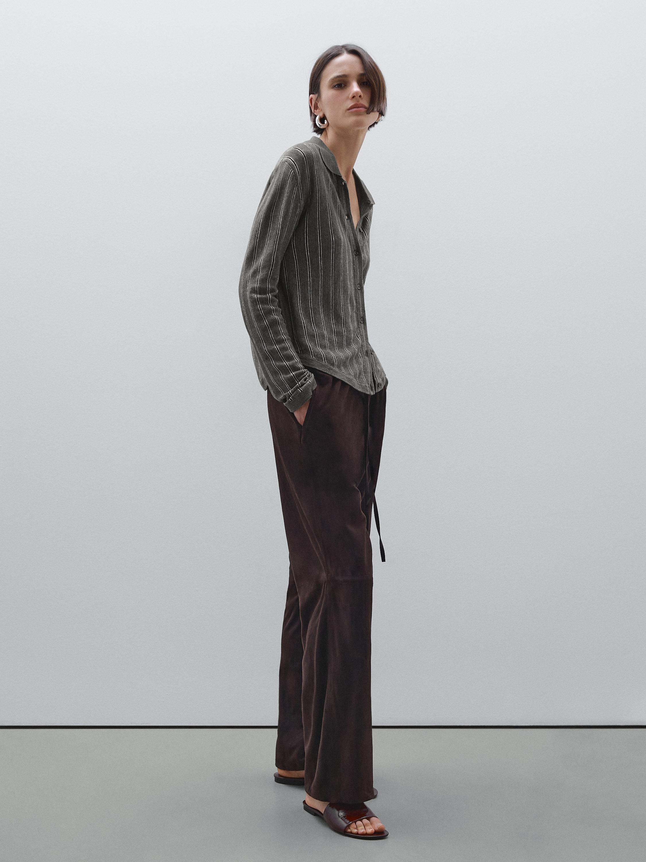 Cardigan à rayures en lin