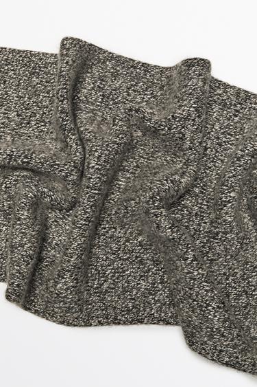 100% Cashmere Heathered Knit Scarf — BLACK 2