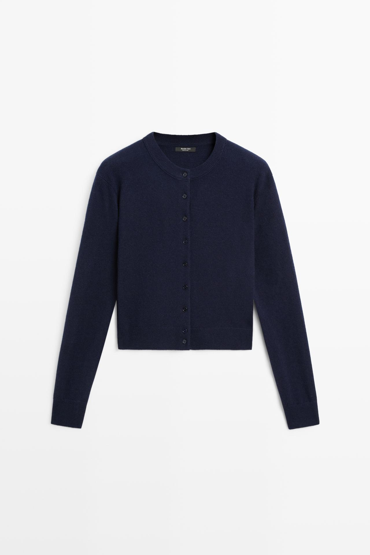 Knit cardigan with button detail — NAVY BLUE