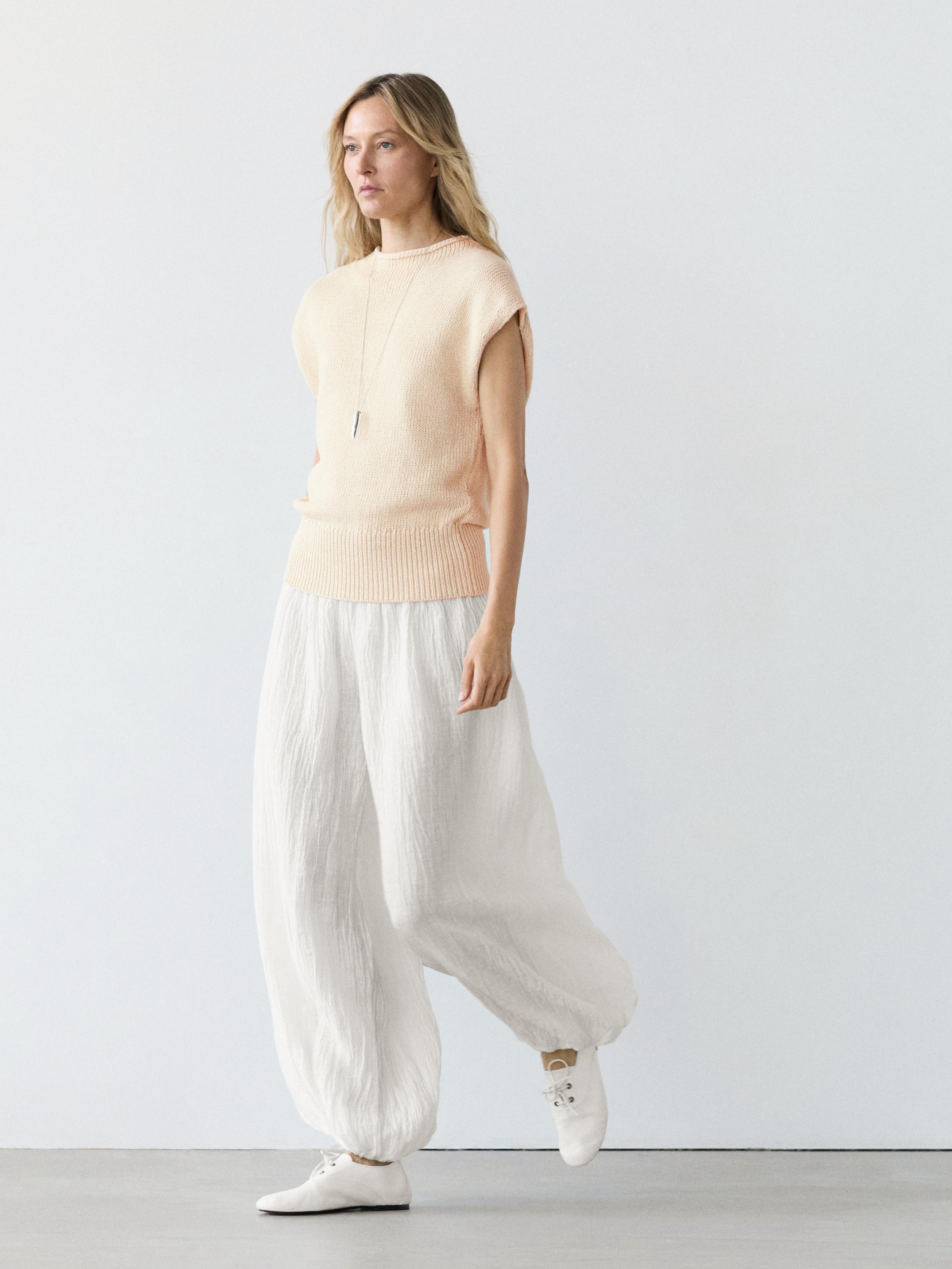 Linen sarouel trousers — Off white