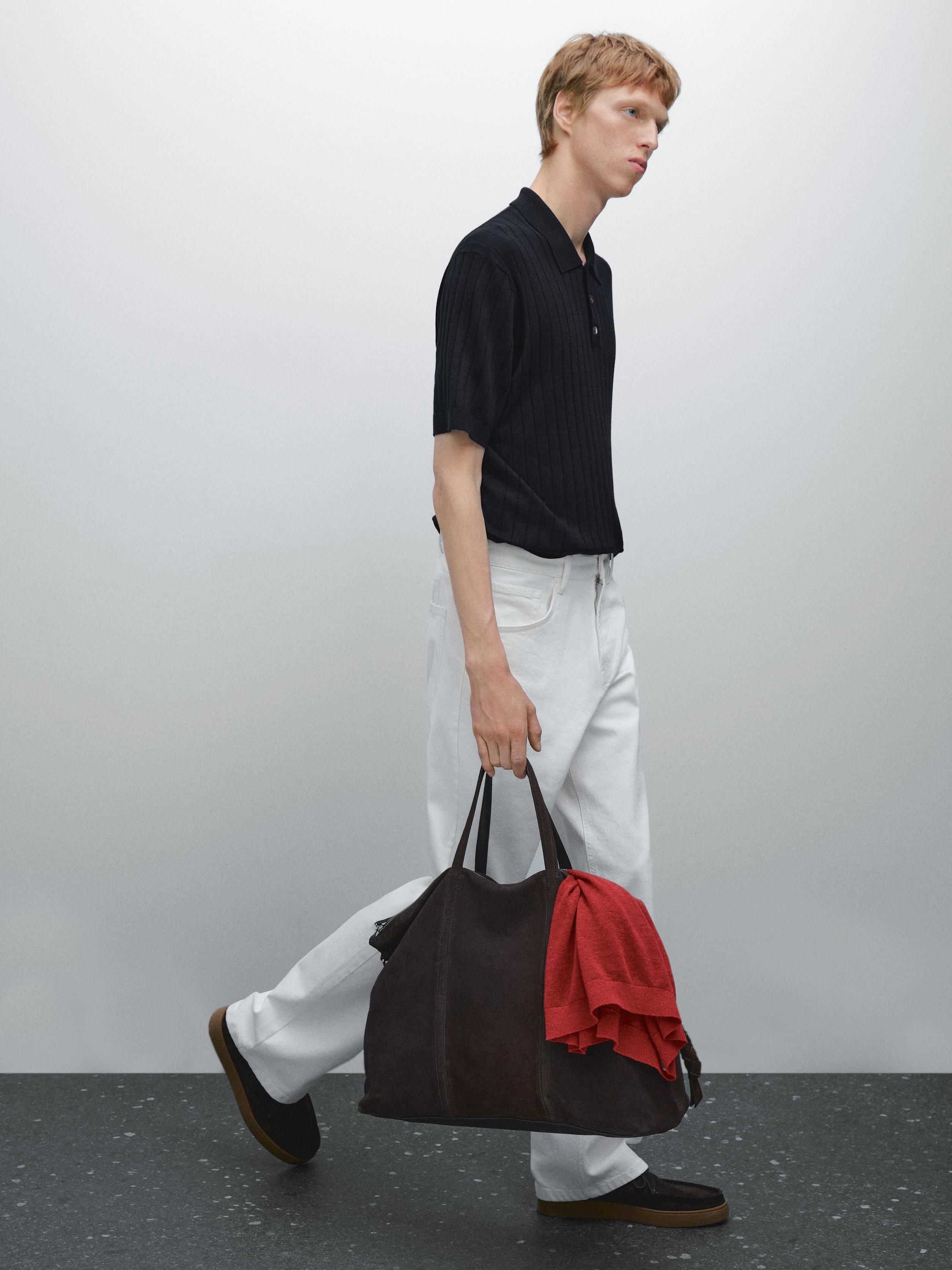 Ribbed knit polo shirt