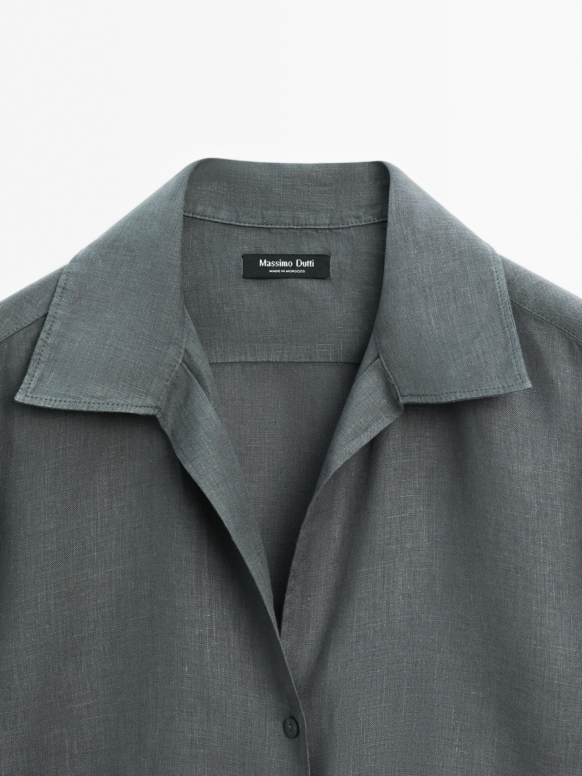 Camisa cuello abierto 100% lino