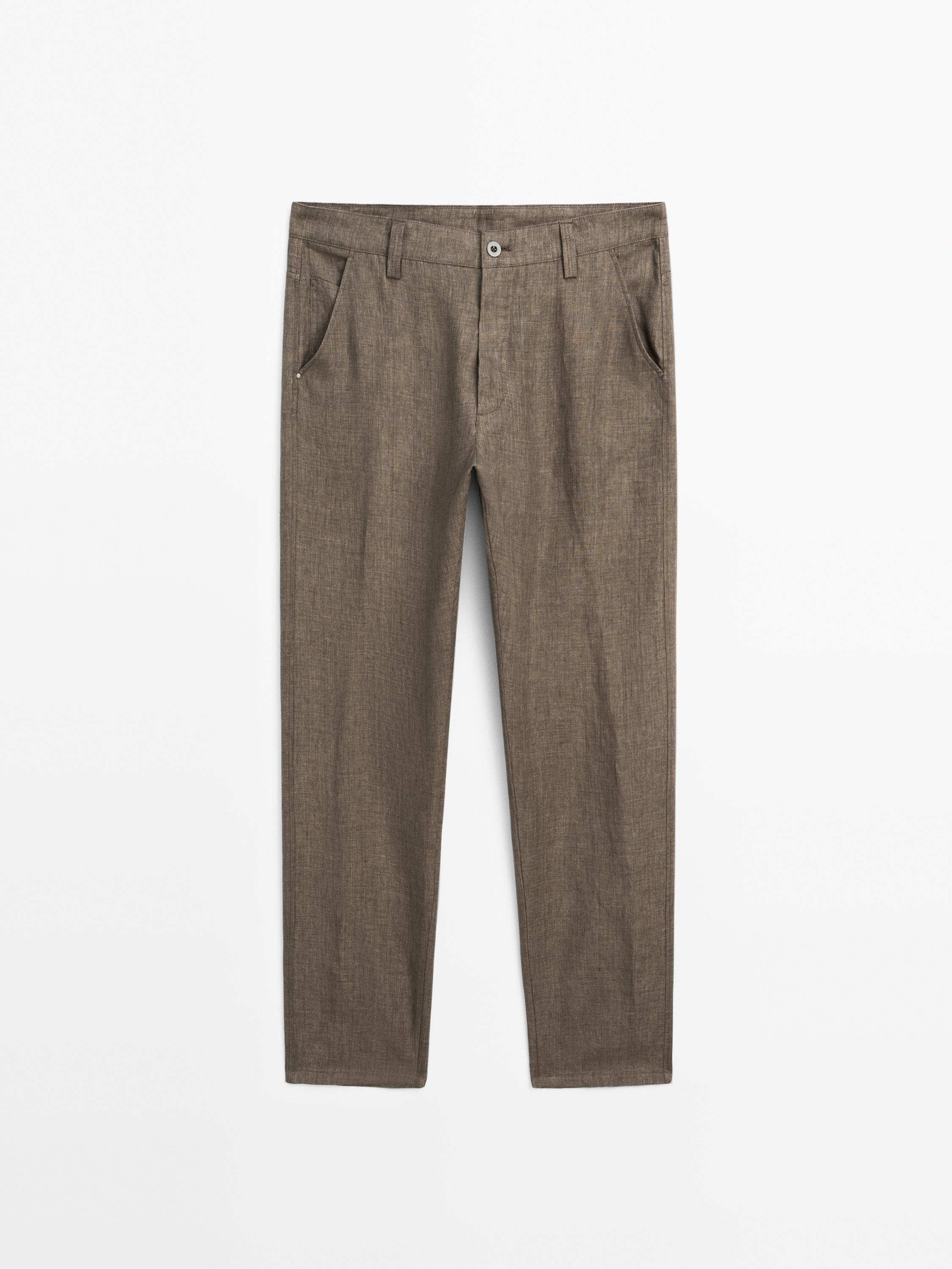 Relax fit linnen denim broek