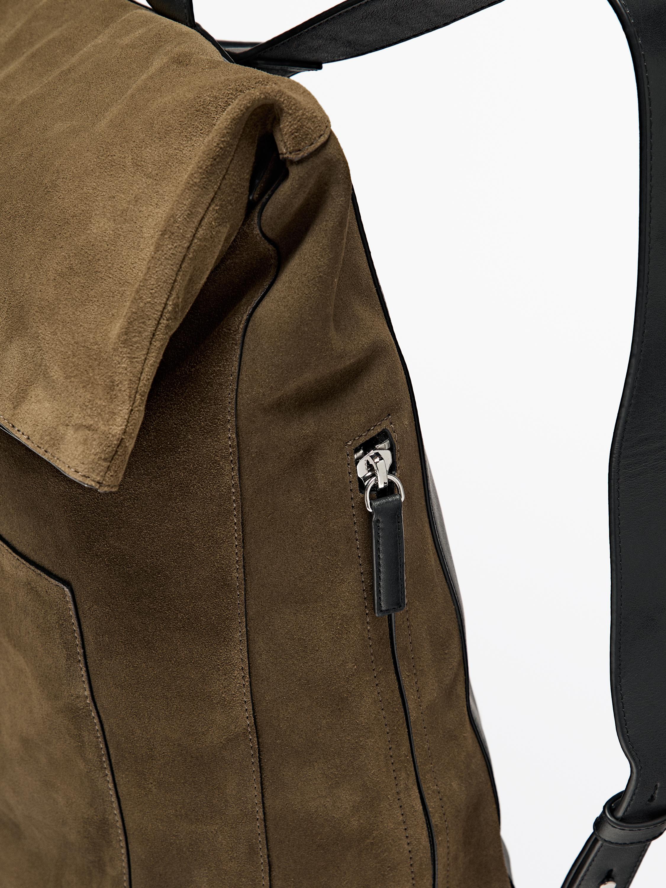 Split suede backpack with nappa leather detail