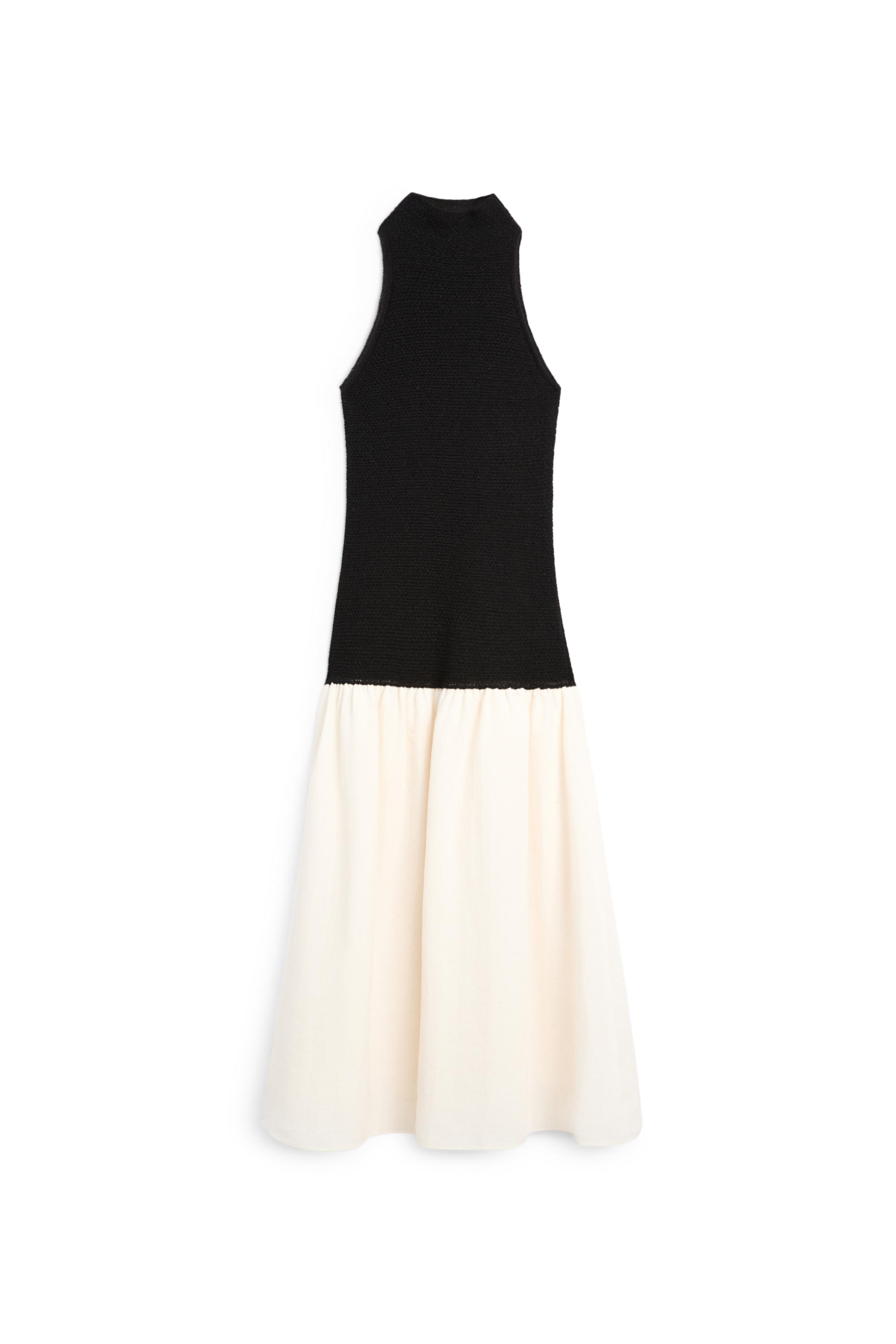 Combined midi dress — BLACK