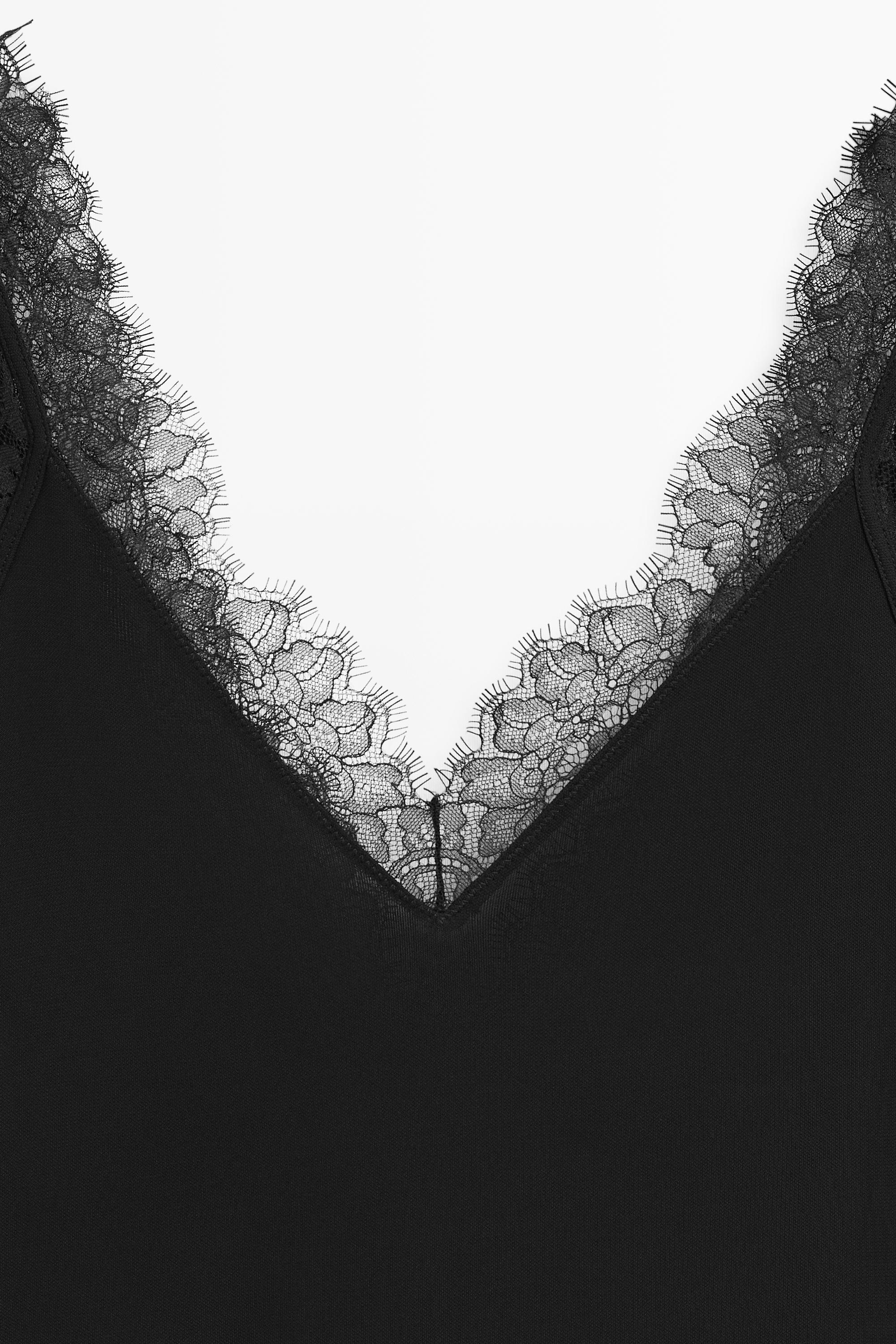 Flowing lingerie midi dress — BLACK