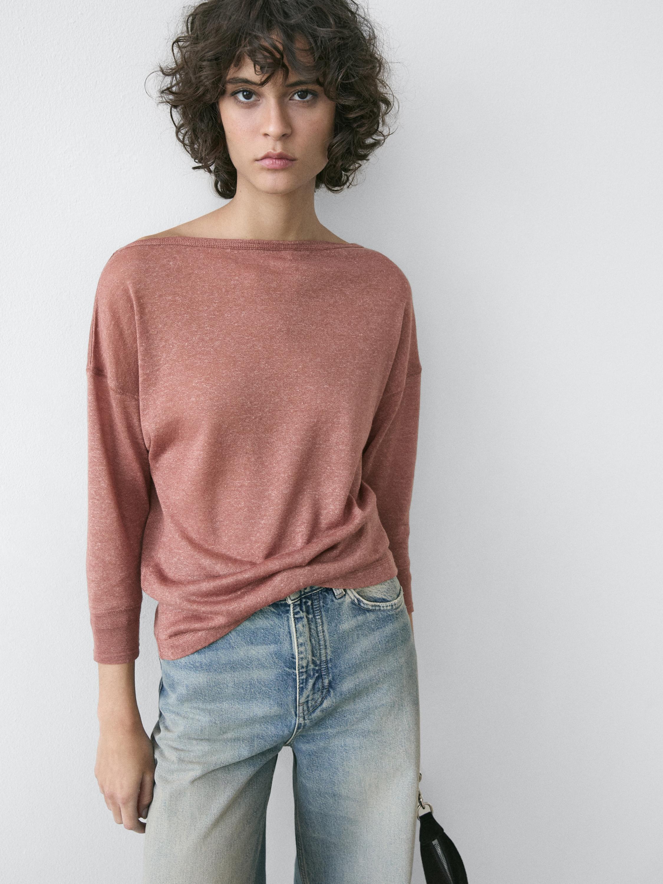 Tricou ușor din amestec de lână și in