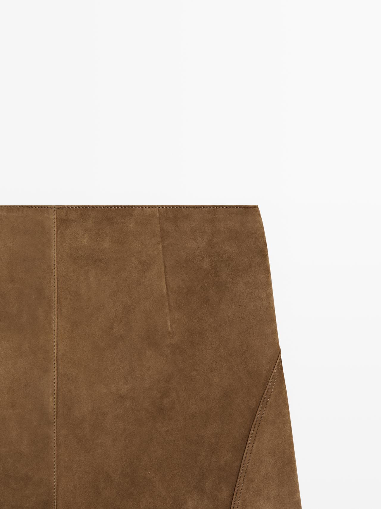 Suede leather mini skirt — Washed