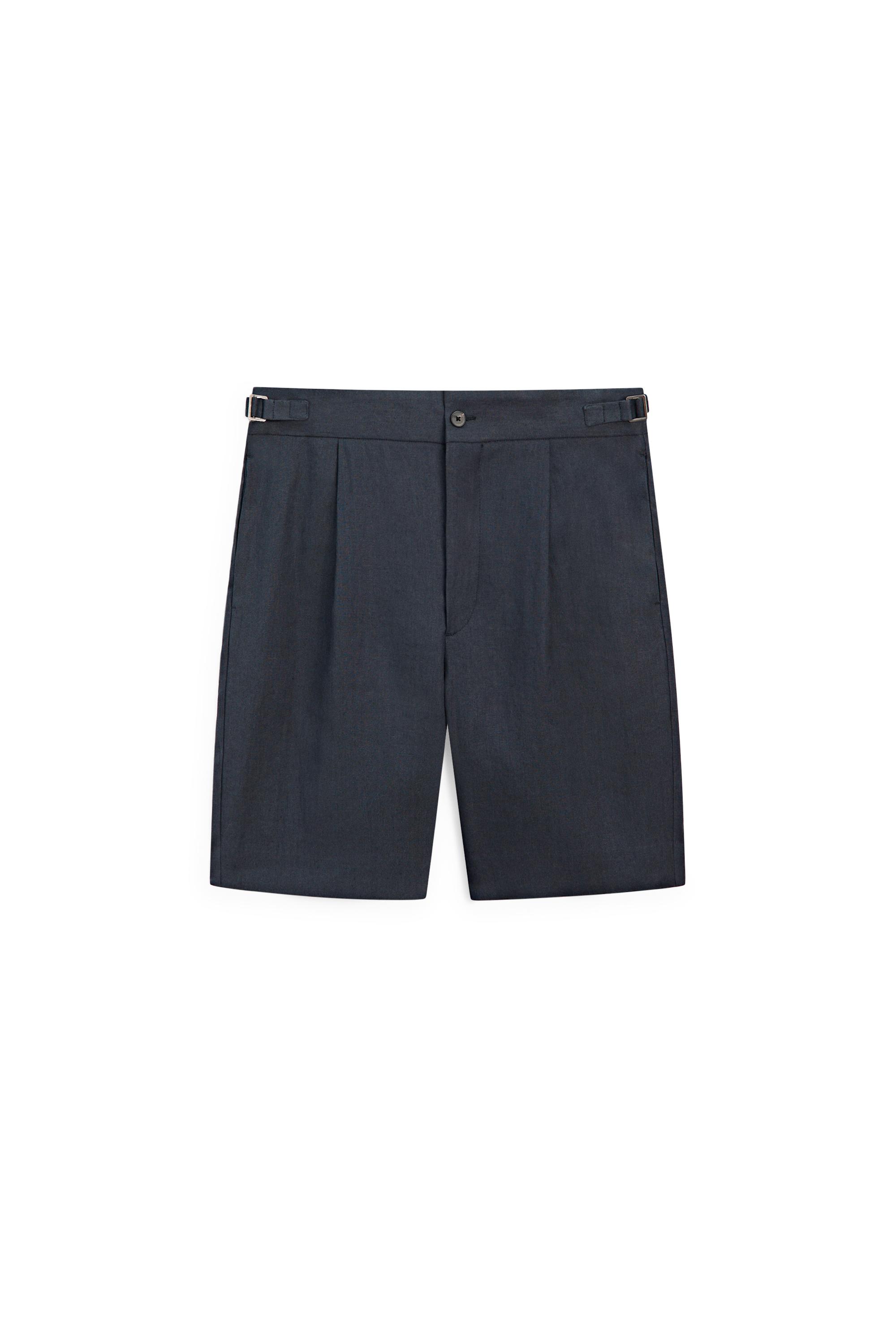Total look darted linen Bermuda shorts - LIMITED EDITION — NAVY BLUE
