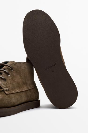 Split suede leather ankle boot — BROWN 8