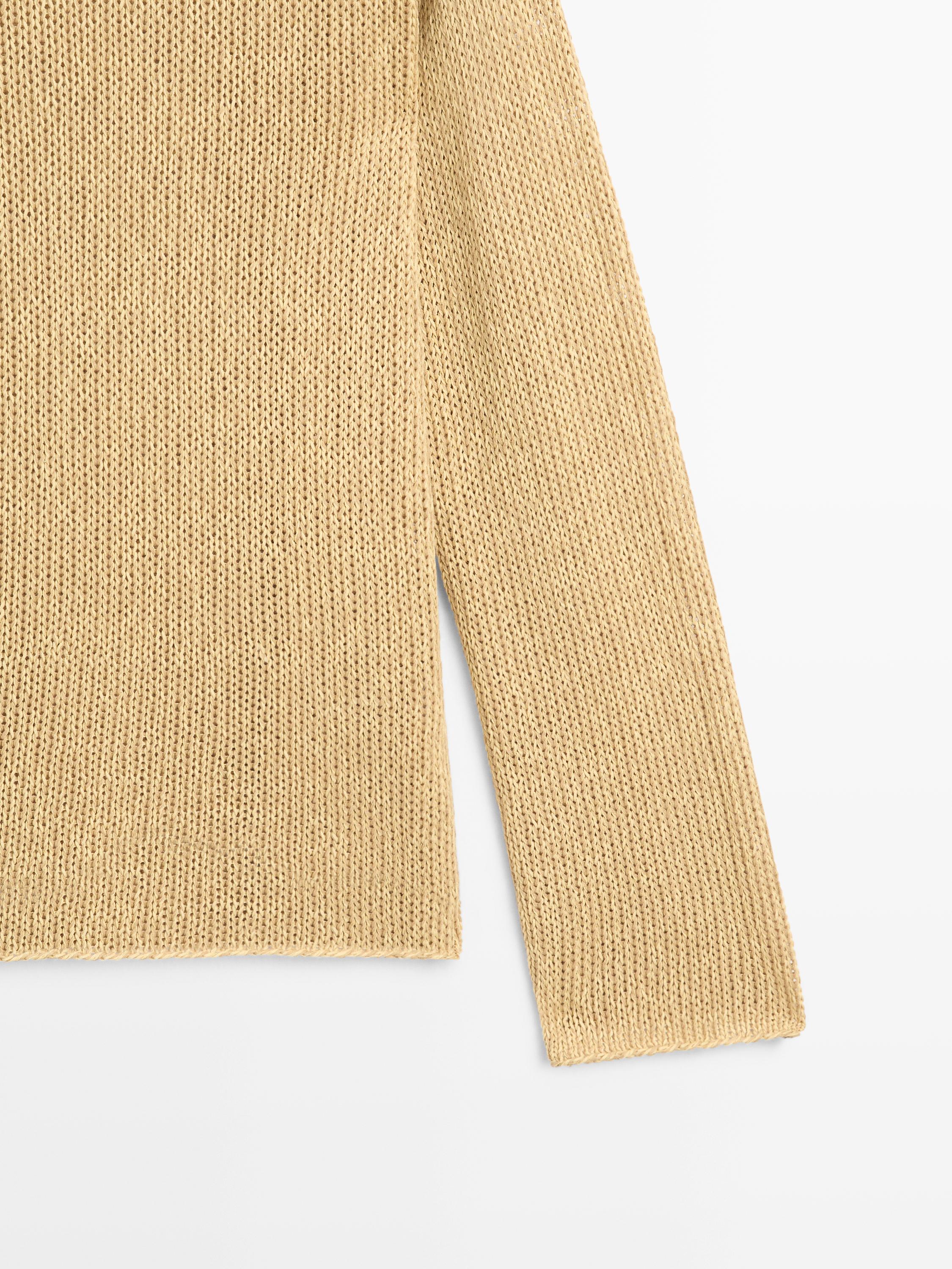 Cotton blend cutwork sweater — LIME