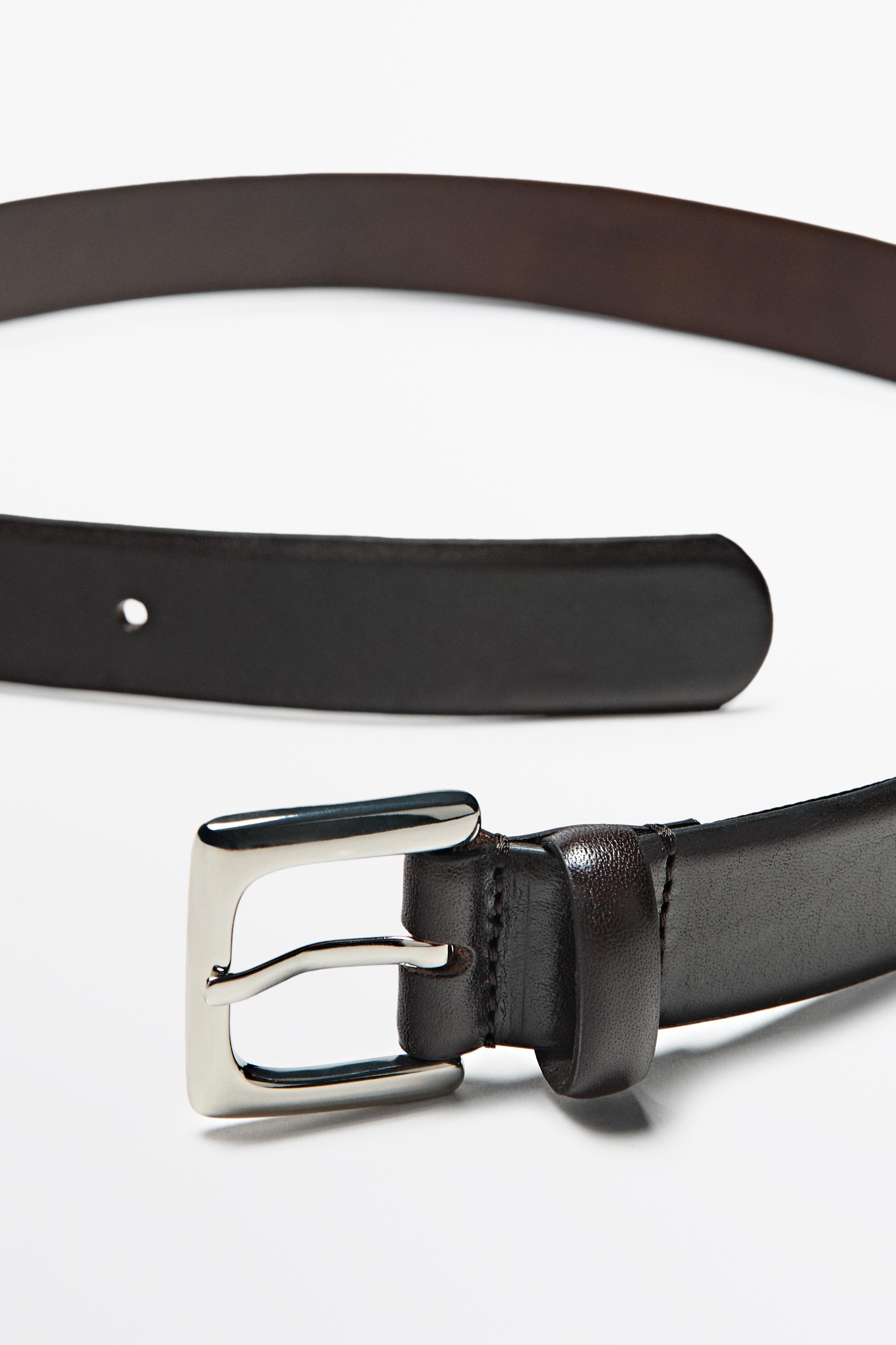 Nappa leather belt with square buckle
