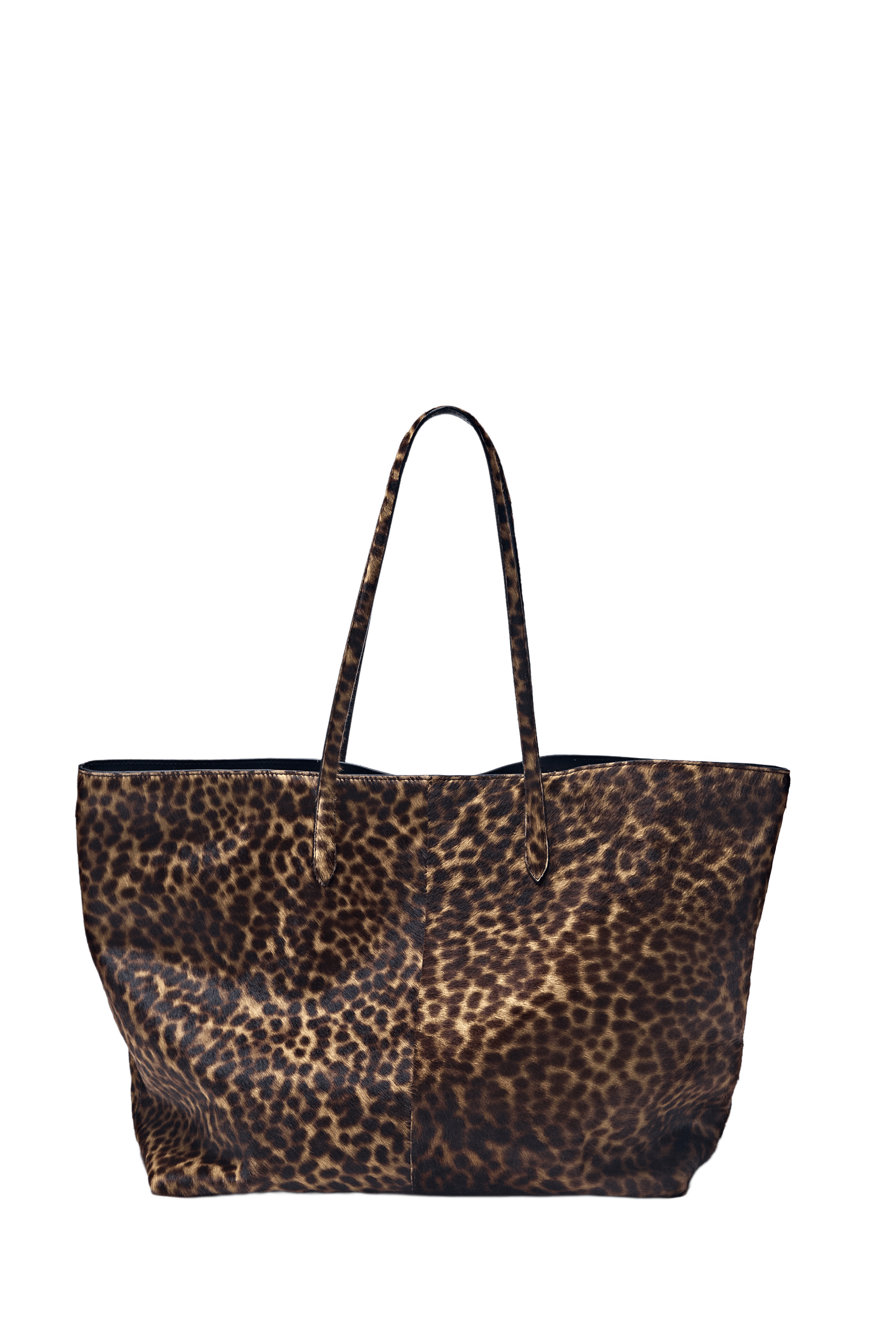 Large fur leather tote bag
