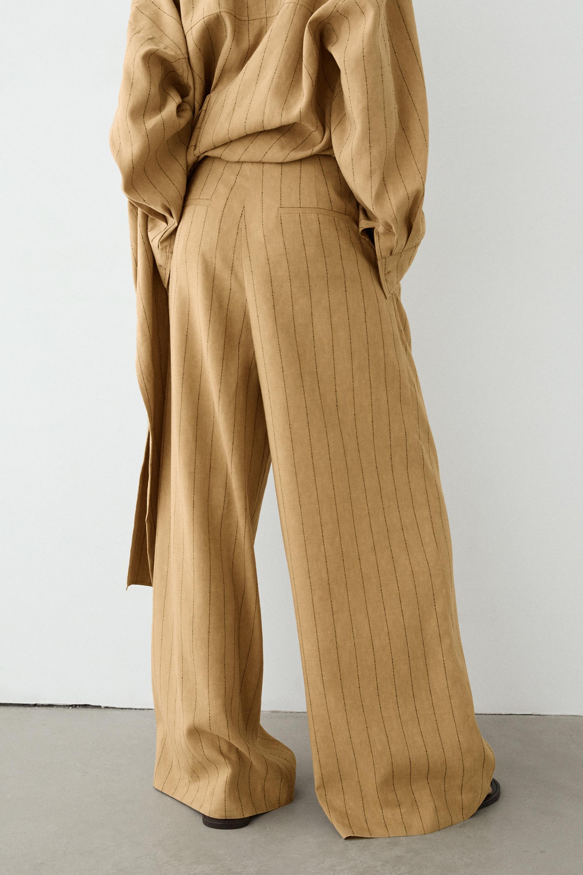 Darted wide-leg trousers — MUSTARD YELLOW