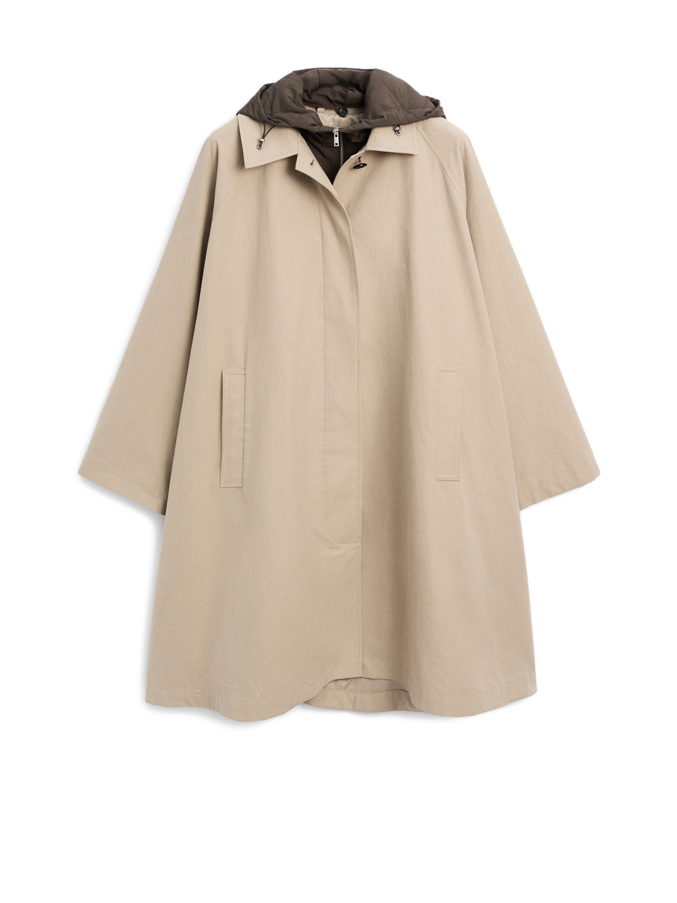 Cape trench coat with hood · Beige · Coats | Massimo Dutti