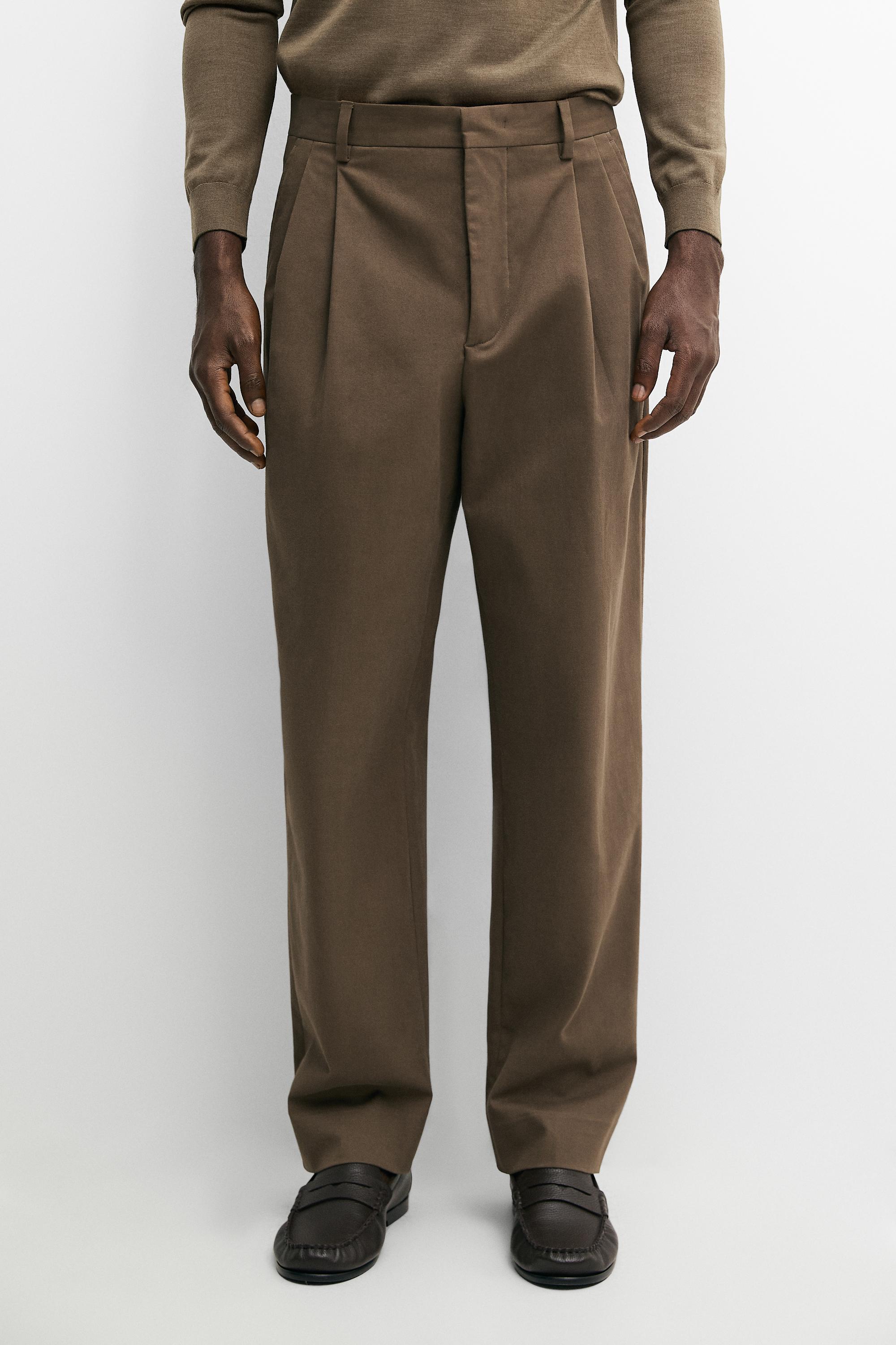 Bundfaltenhose aus Baumwollmischgewebe