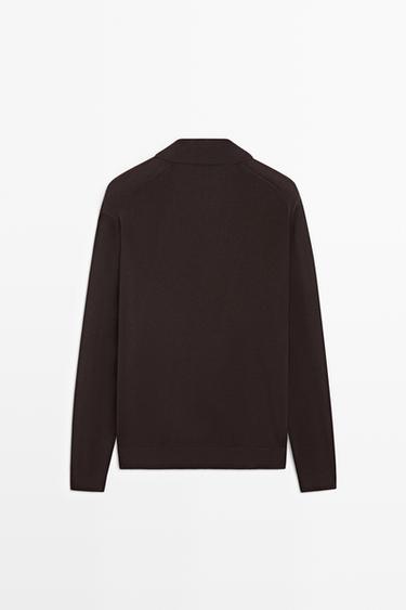 Polo collar knit sweater — BROWN 6