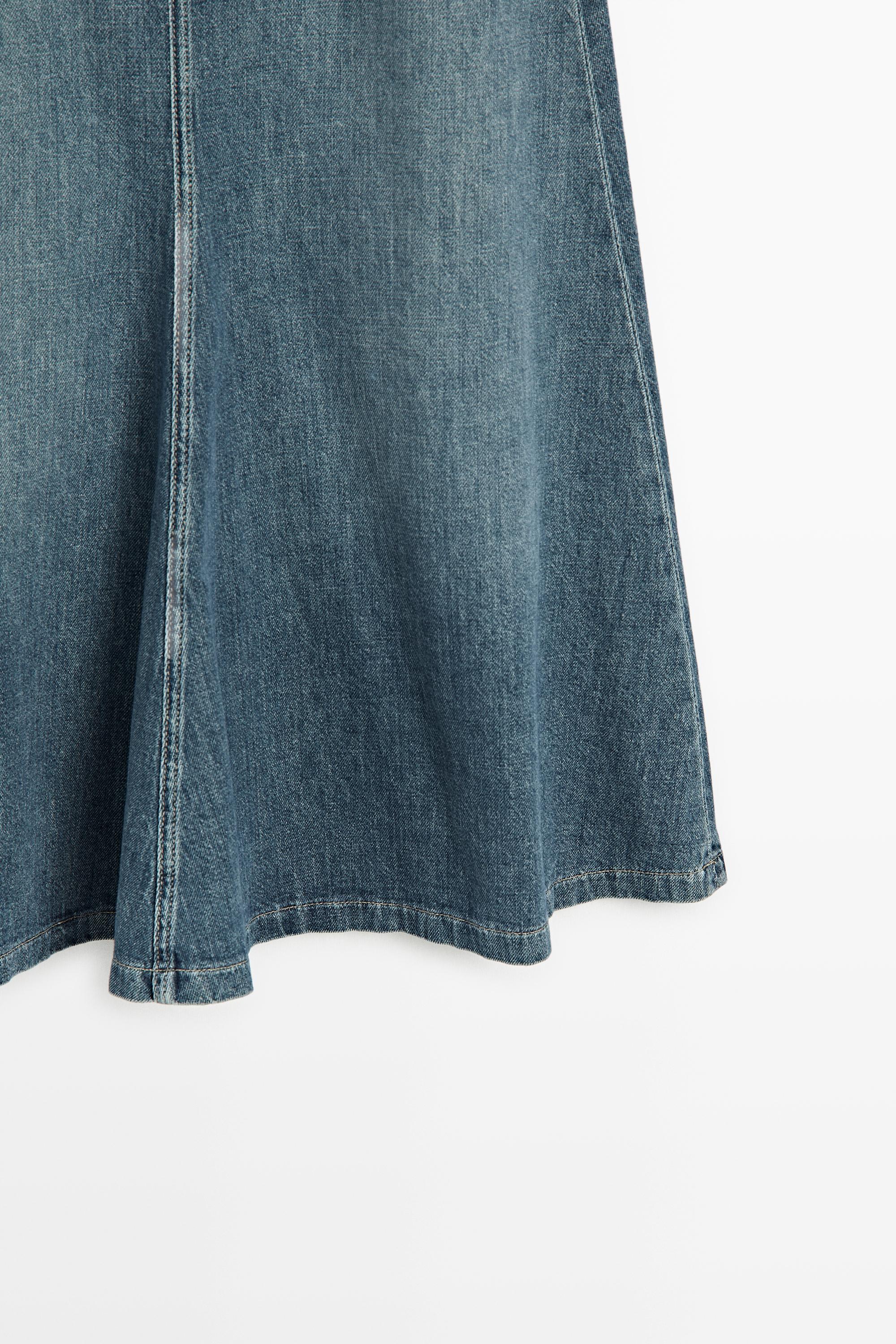 Flare fit denim midi skirt — MEDIUM BLUE