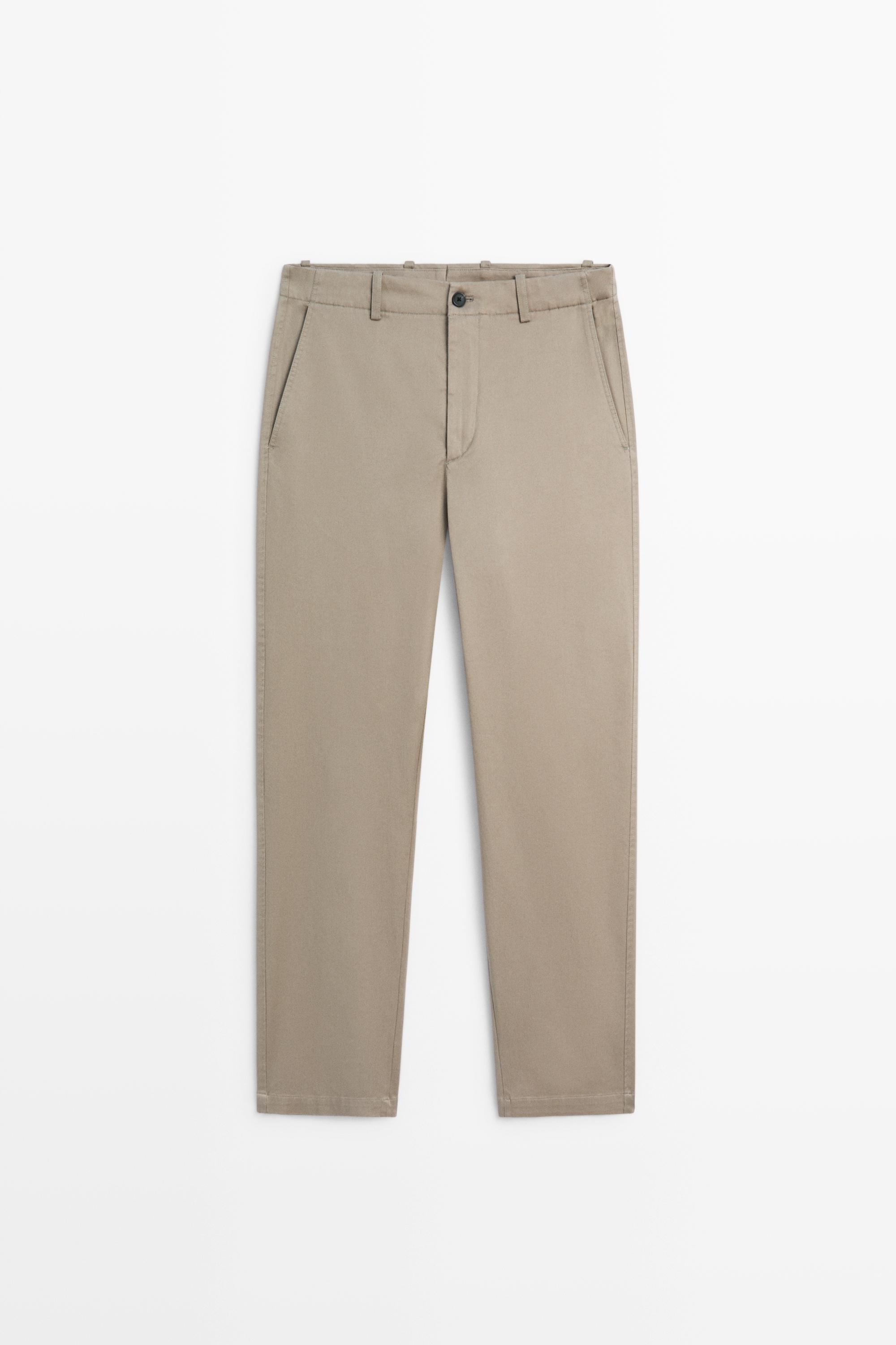 Cotton blend straight-leg pants — MINK